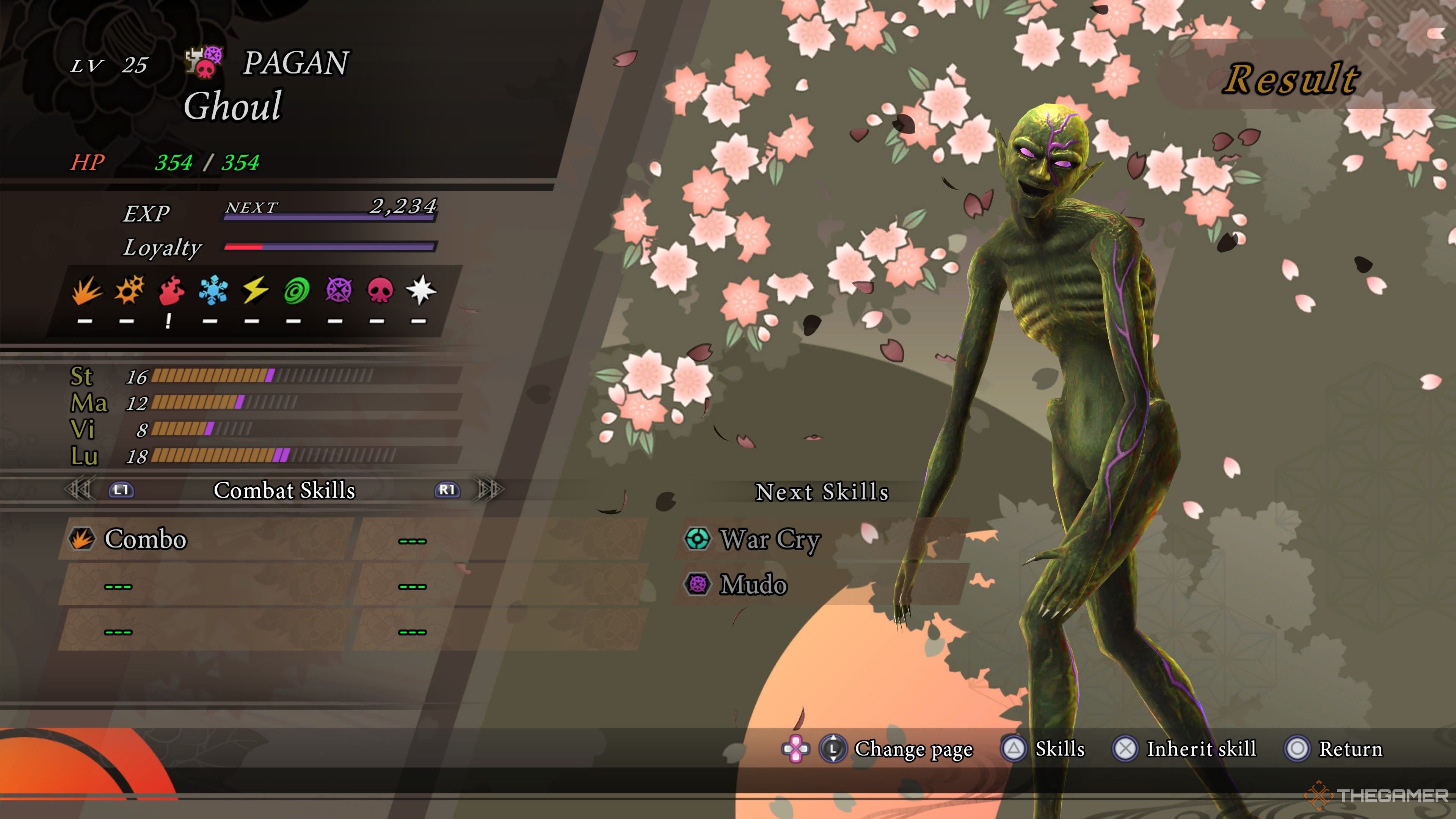 Ghoul on the fusion screen in Raidou Remastered Mystery of the Soulless Army.