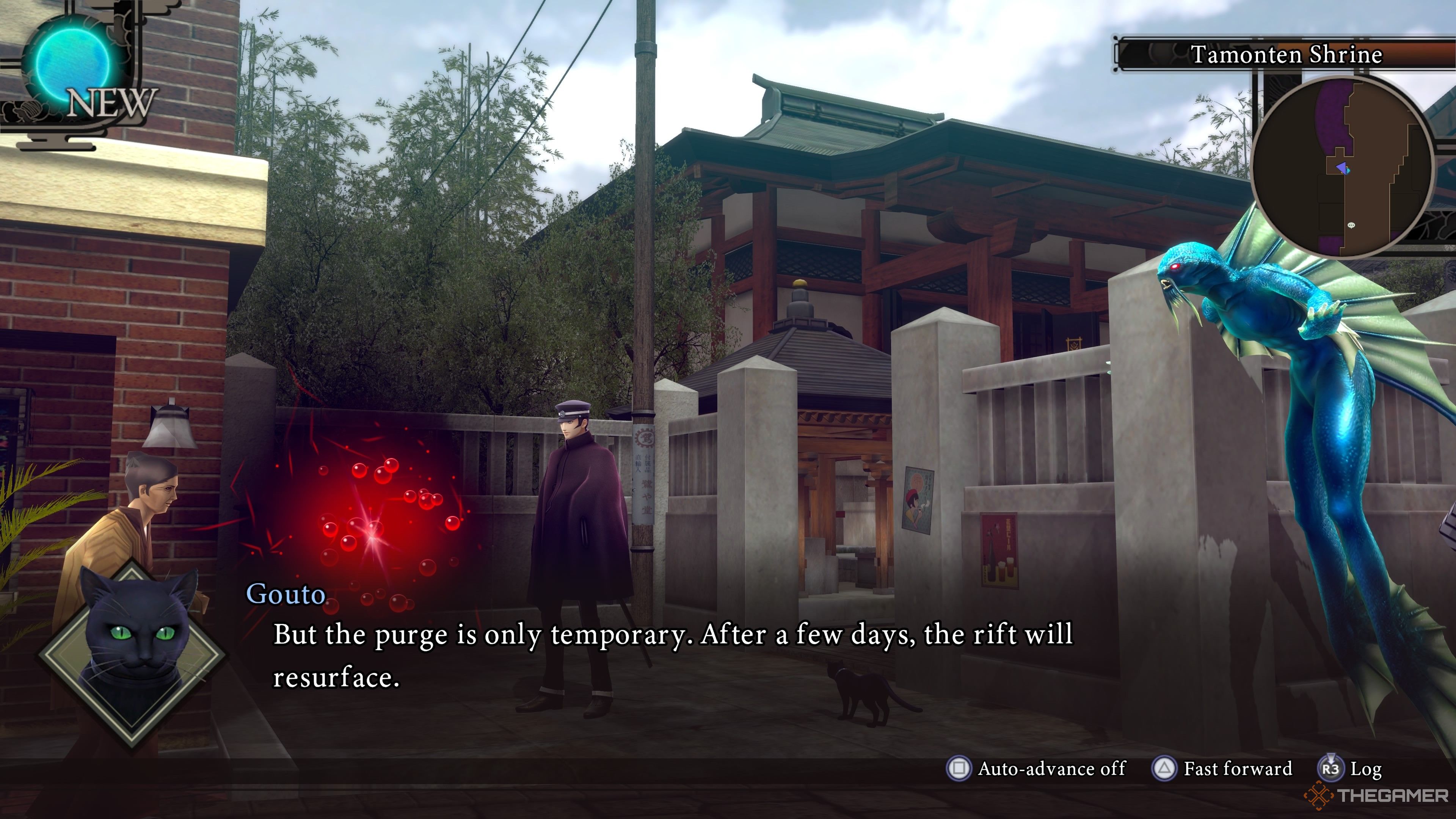 Gouto explaining Aril Rifts come back in Raidou Remastered The Mystery of the Soulless Army.