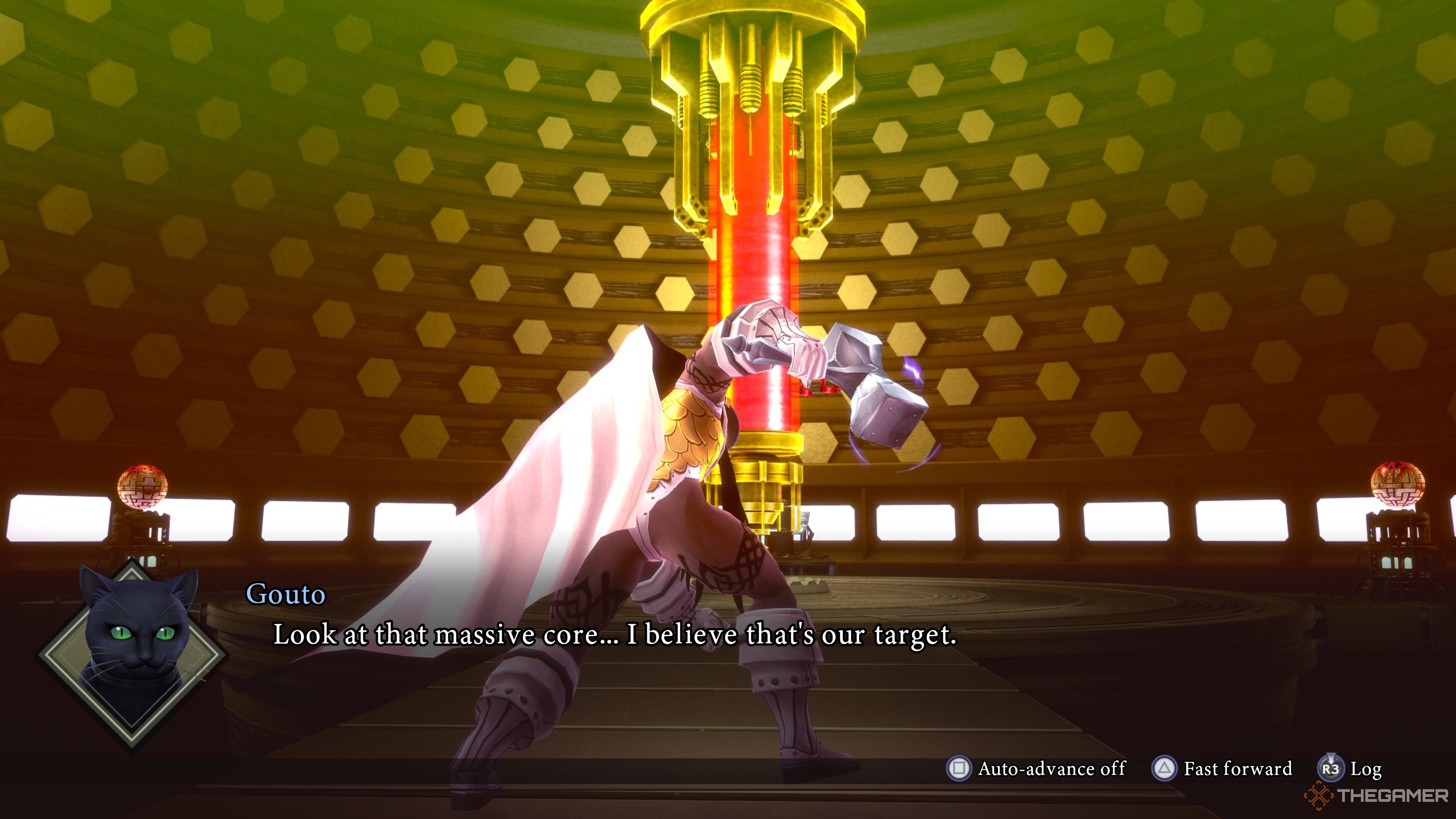 Гоуто целится в ядро Тай-Ицу в Raidou Remastered: The Mystery of the Soulless Army.