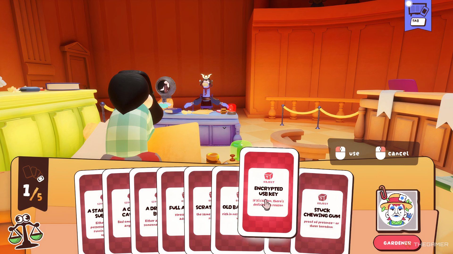 Evidence Cards in a player's hand in Guilty As Sock.