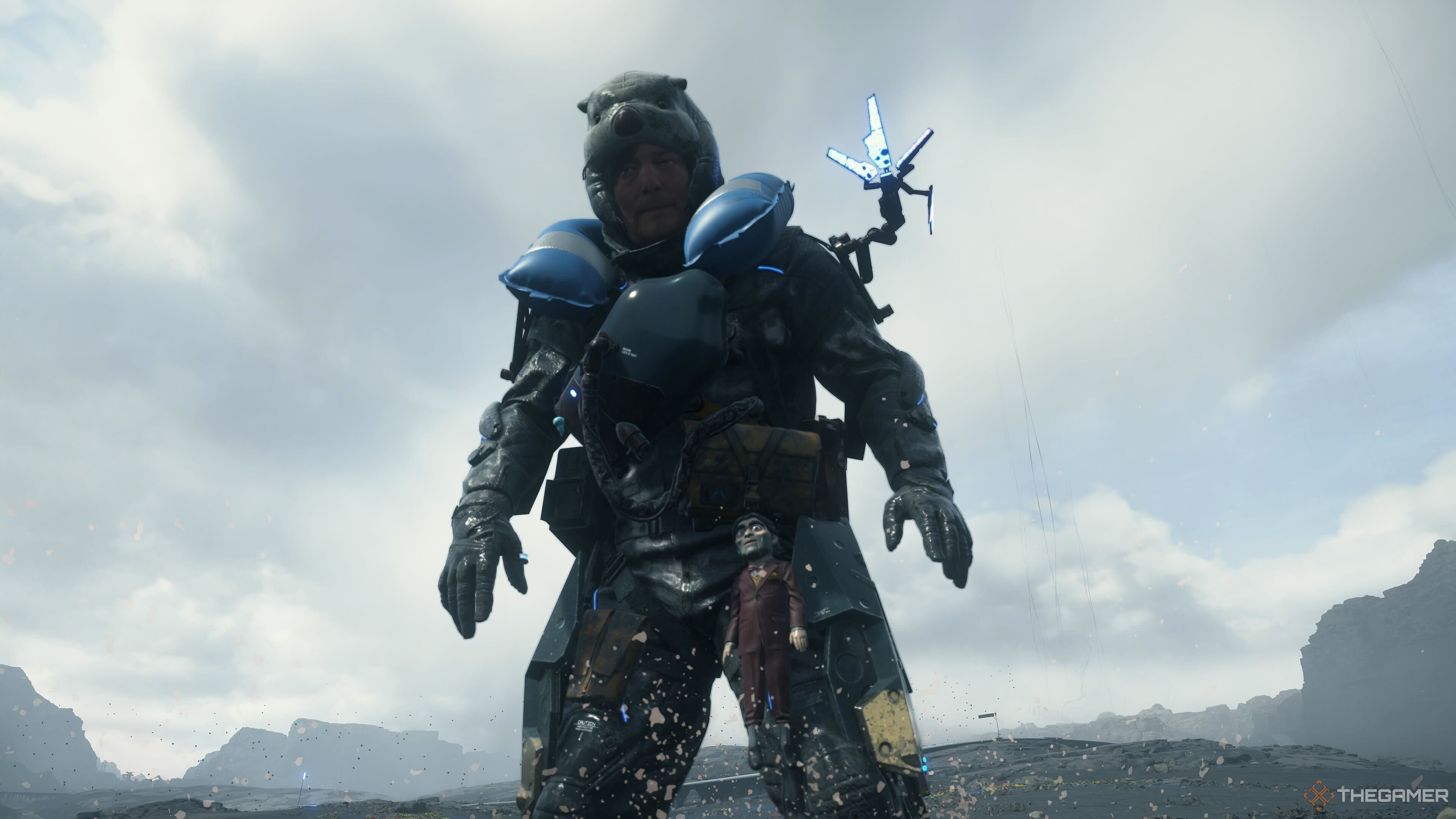 Sam Porter Bridges wearing the Otter Hat in Death Stranding 2. 
