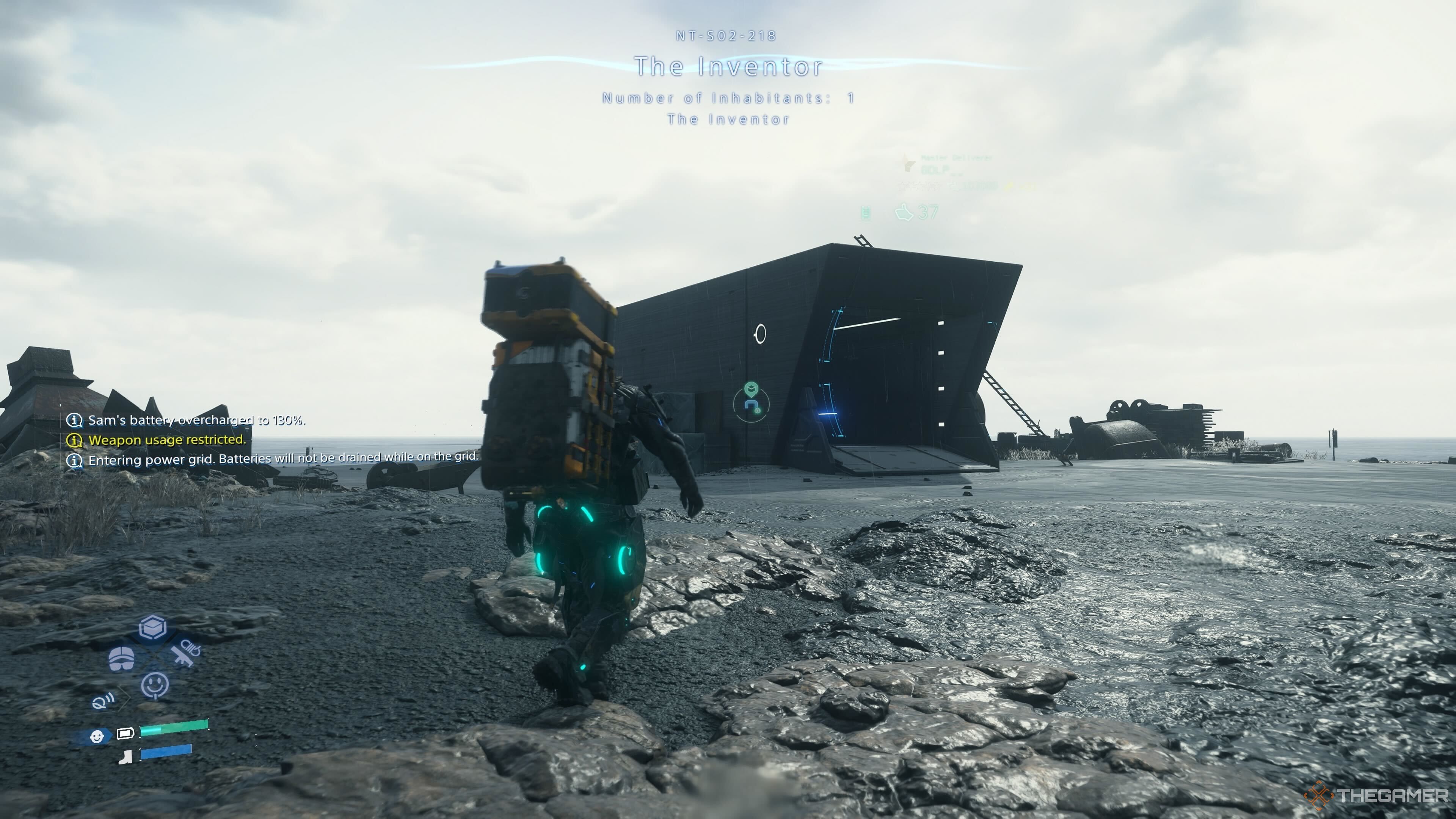 Sam arrives at The Inventor's base in Death Stranding 2. 