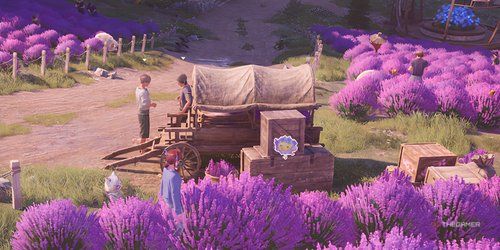 Infinity Nikki Stoneville Gifty Location on a box in the fields.