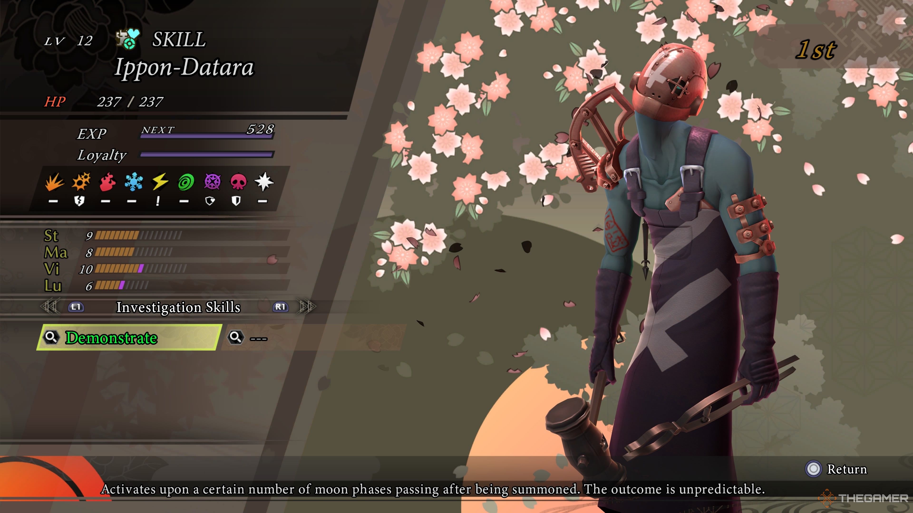 Ippon-Datara with an investigation skill in Raidou Remastered The Mystery of the Soulless Army.