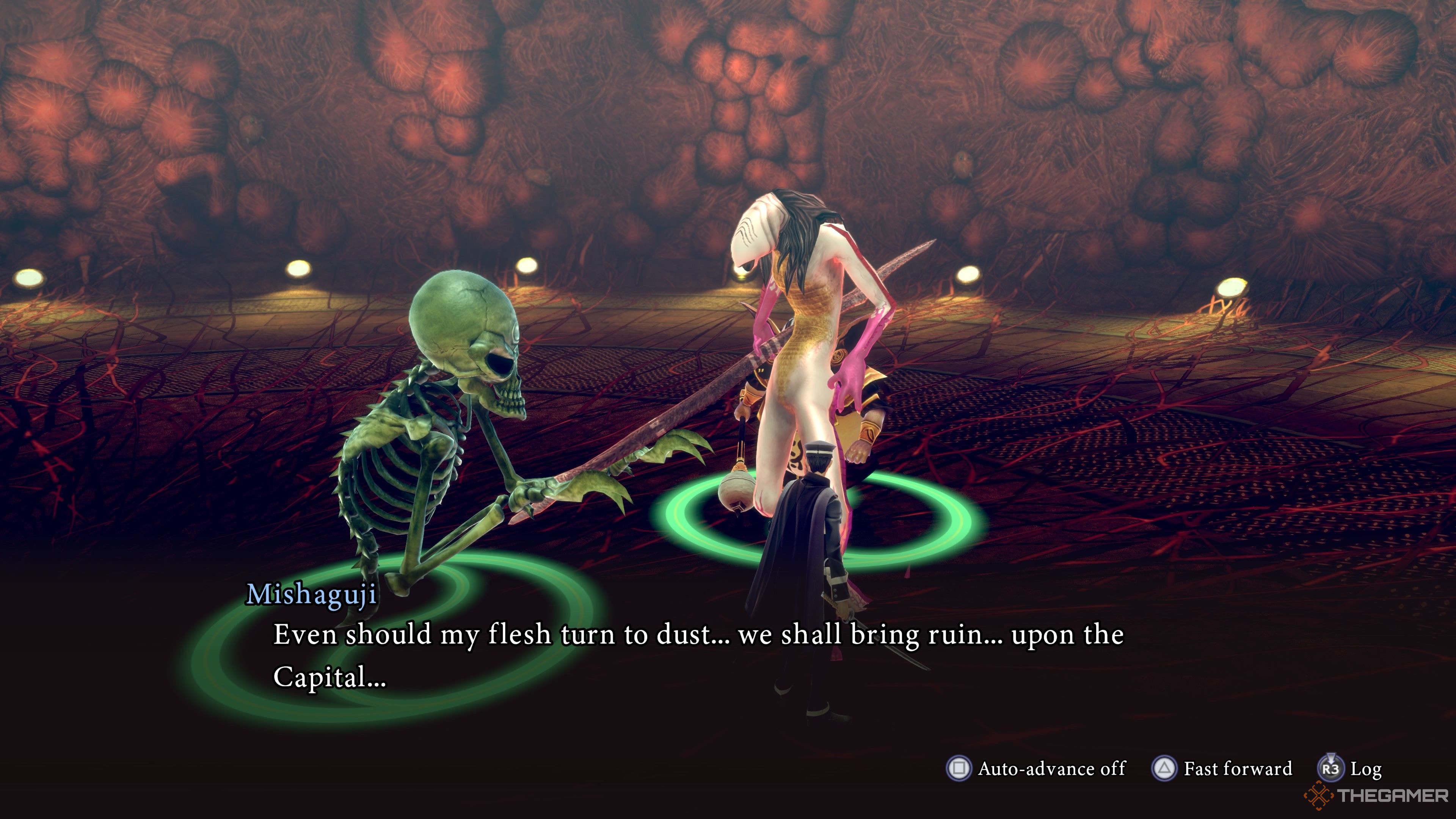 Mishaguji talking to Raidou upon defeat in Raidou Remastered The Mystery of the Soulless Army.