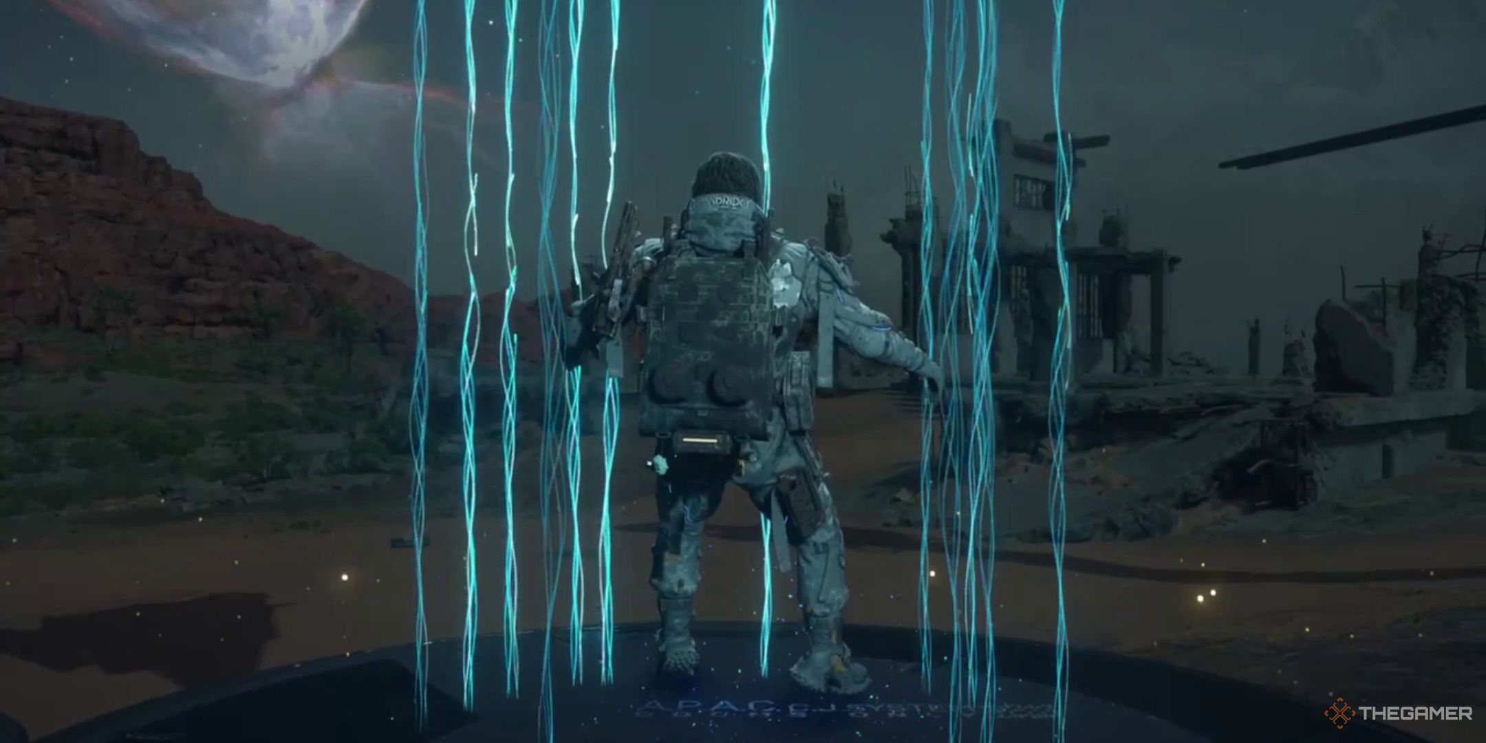 Сэм быстро перемещается с помощью транспондера в Death Stranding 2. 