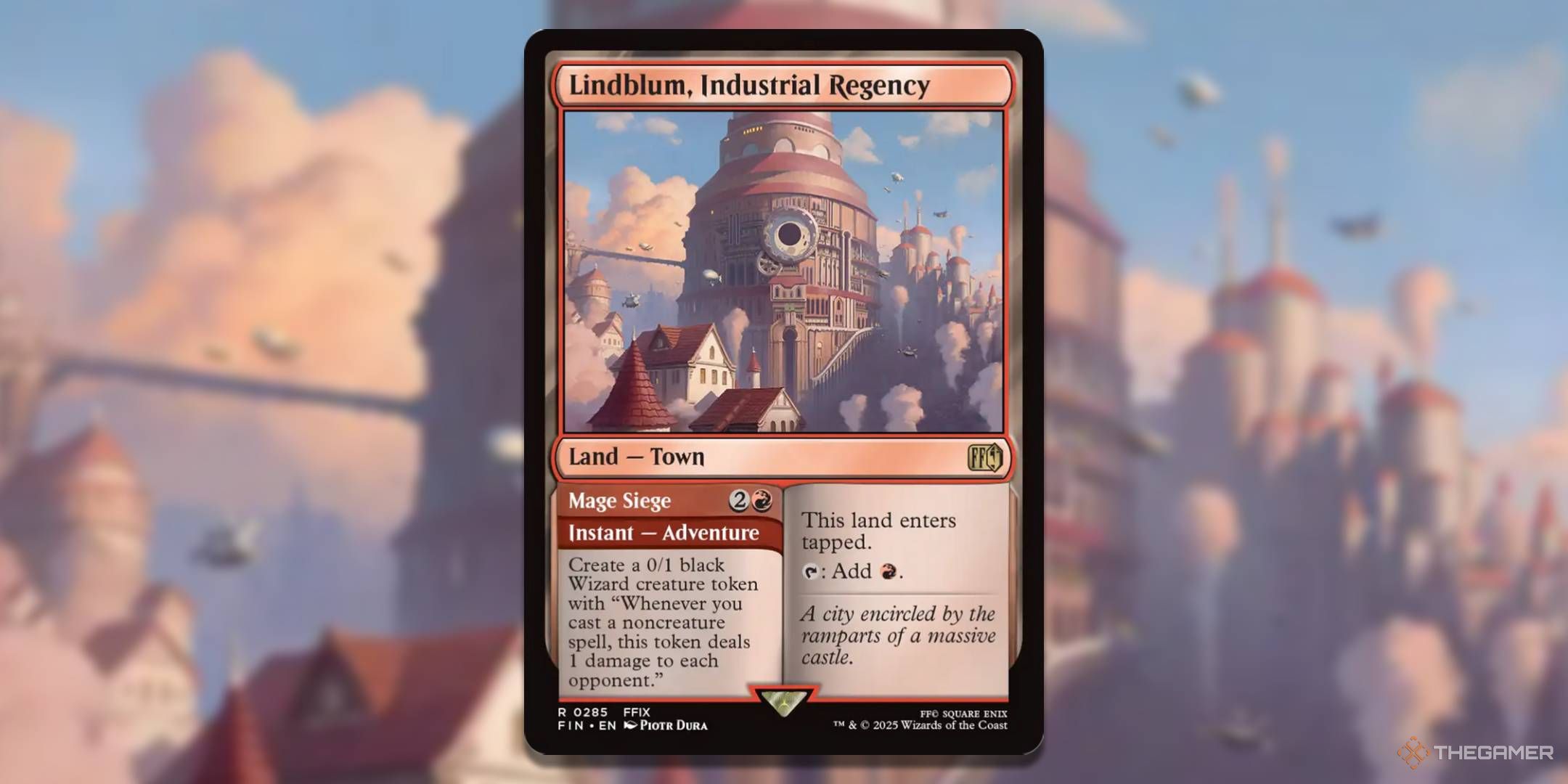 MTG Lindblum, Inustrial Regency card with the art in the background.
