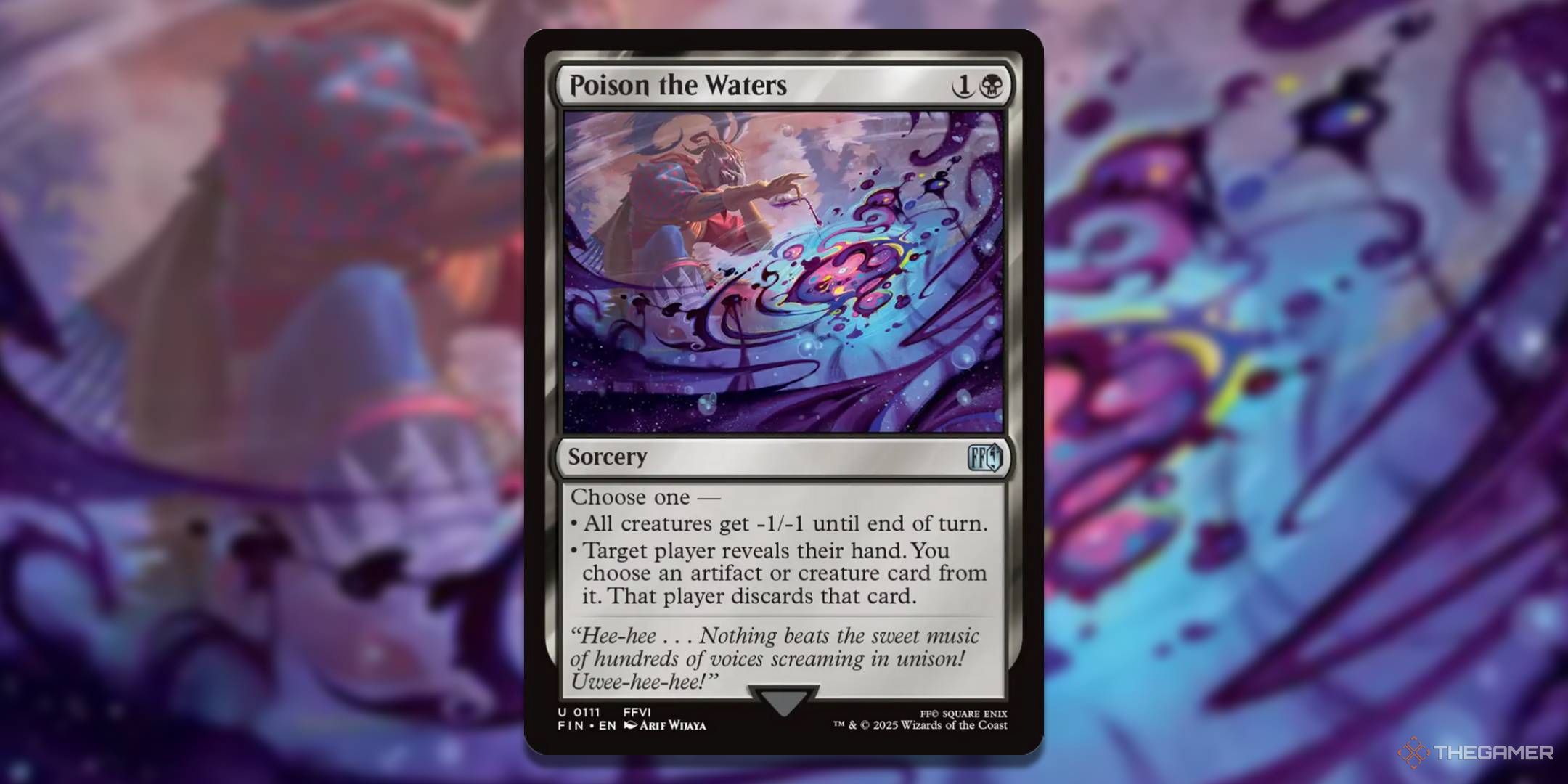 MTG Poison the Waters card with the art in the background.
