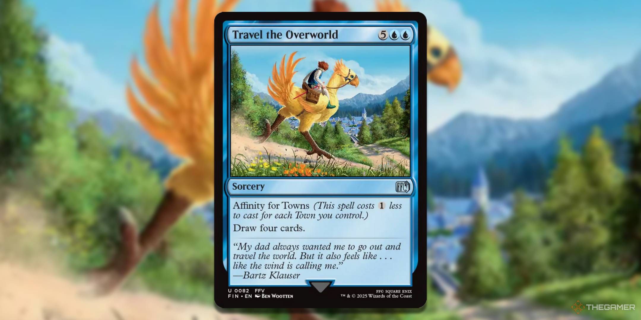 MTG Travel the Overworld card with the art in the background.