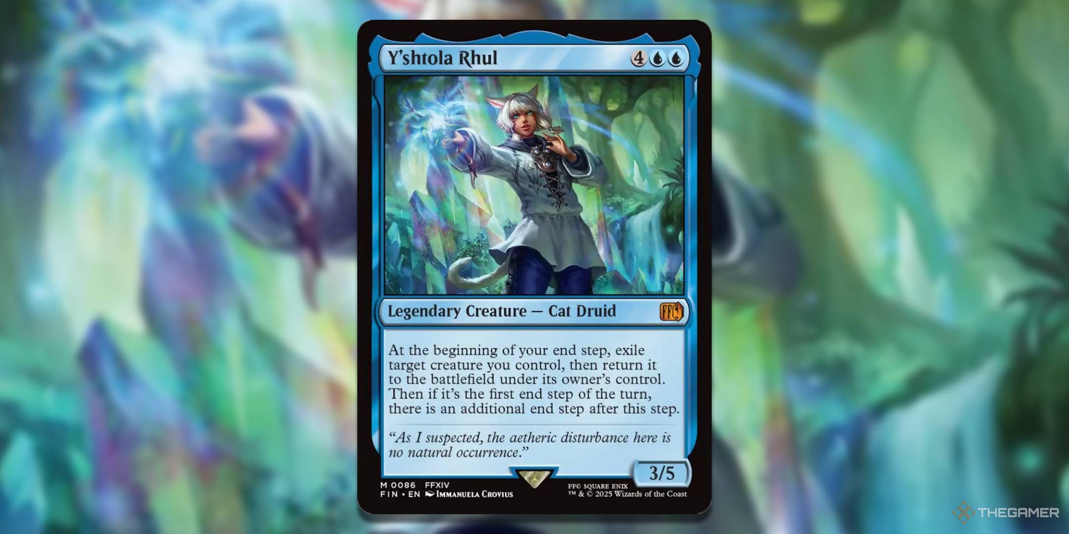 MTG Y'shtola Rhl card with the art in the background.