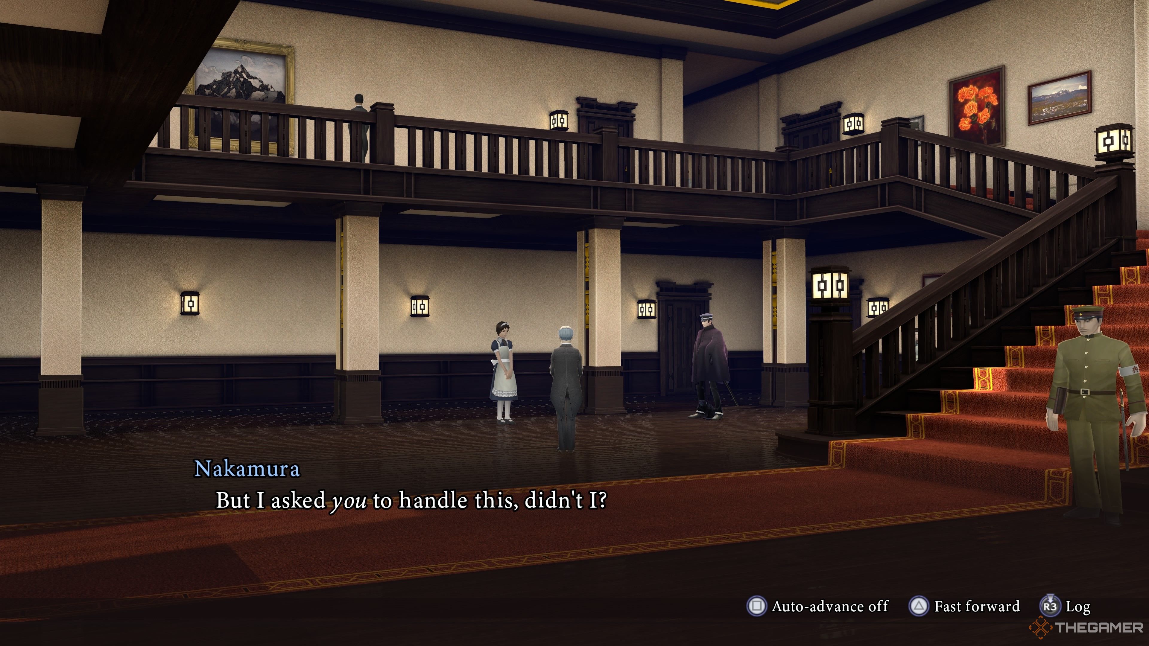 Nakamura in the living room at Daidouji Manor in Raidou Remastered The Mystery Of The Soulless Army.