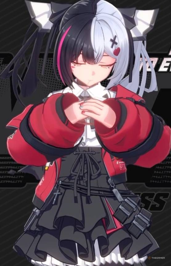 Neverness To Everness, Lacrimosa character, young girl with black and white hair and a red jacket.