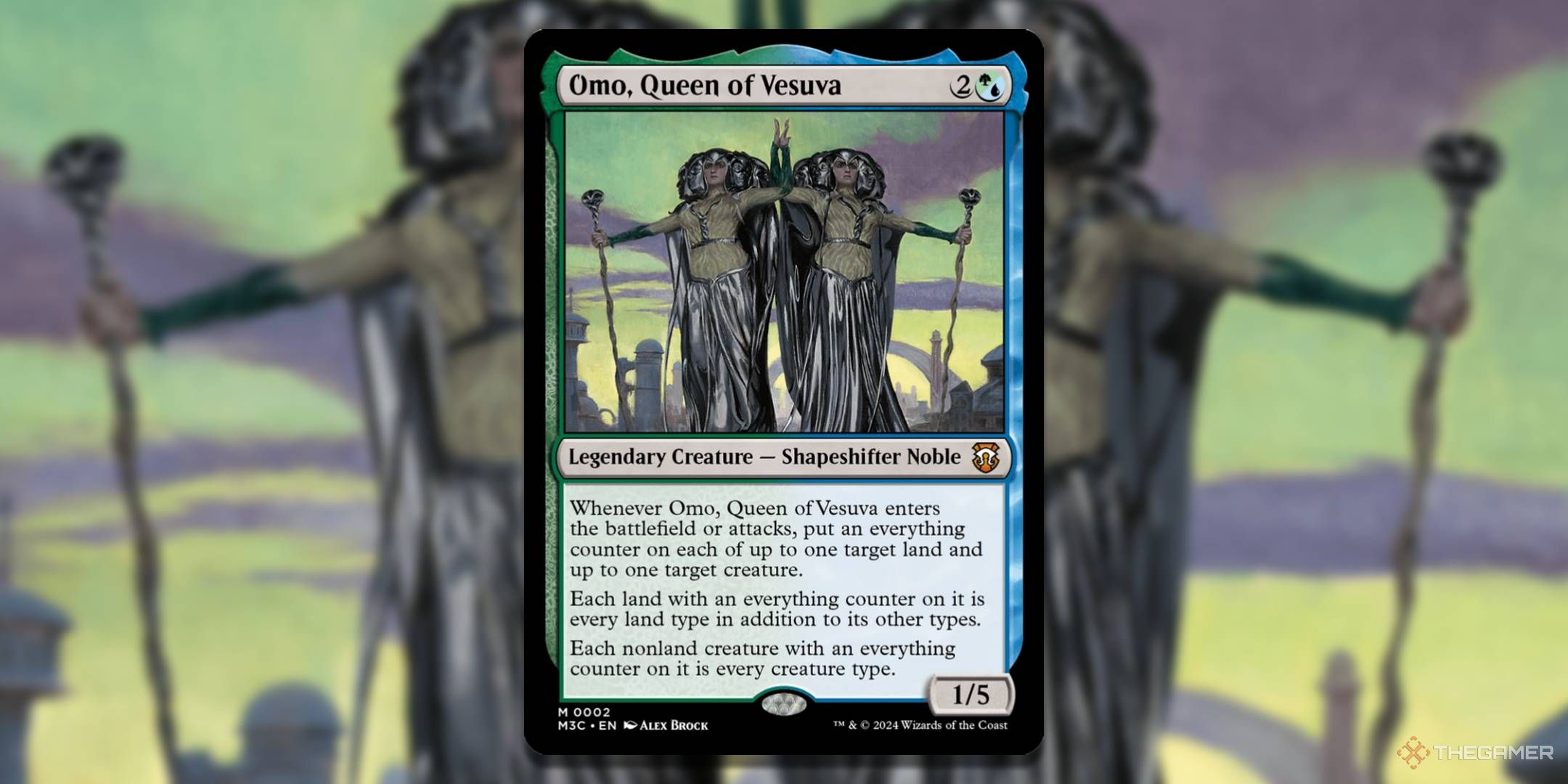Omo, Queen of Vesuva card with the art in the background.