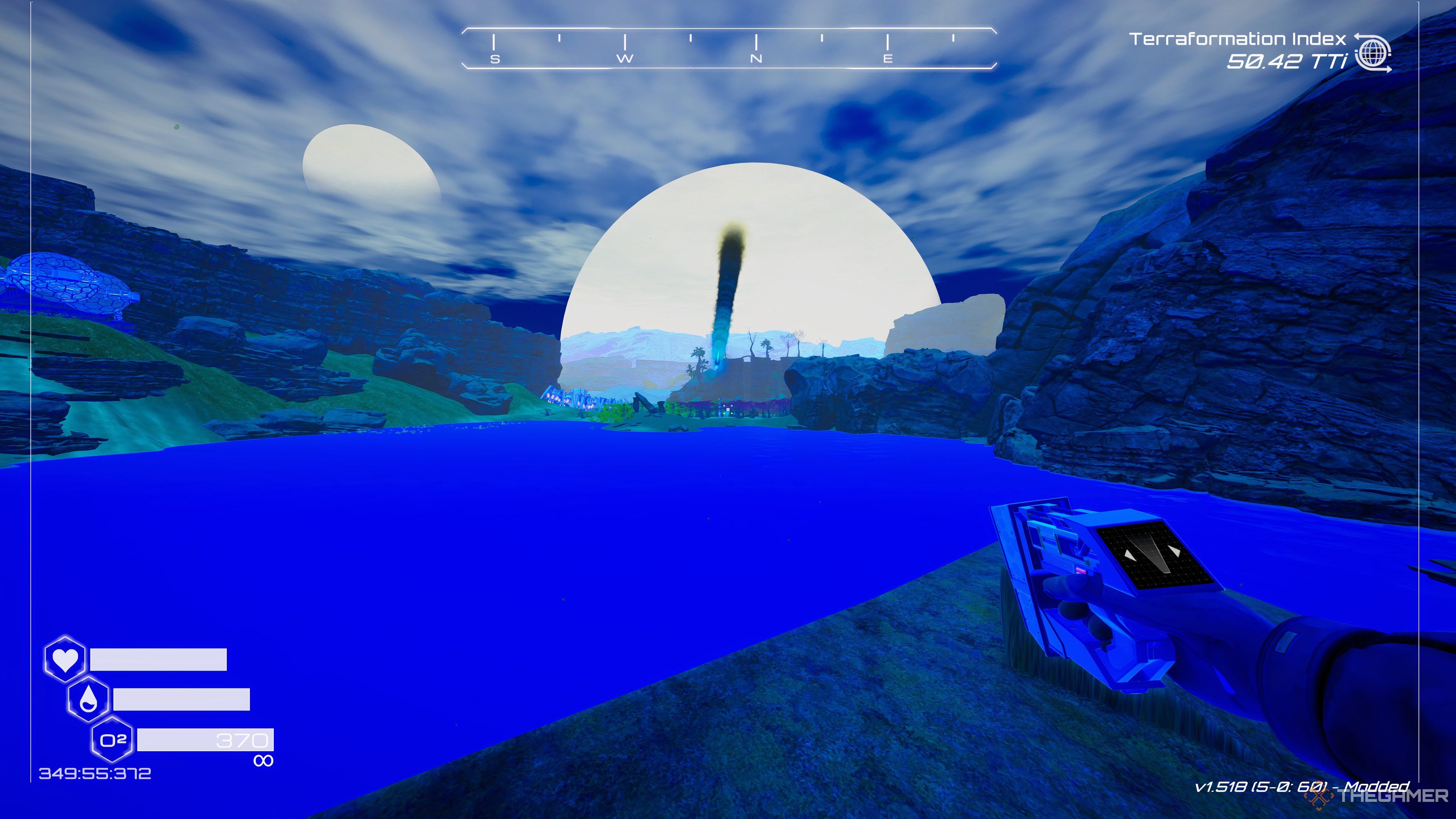 Osmium Meteor Event with blue tint in The Planet Crafter.
