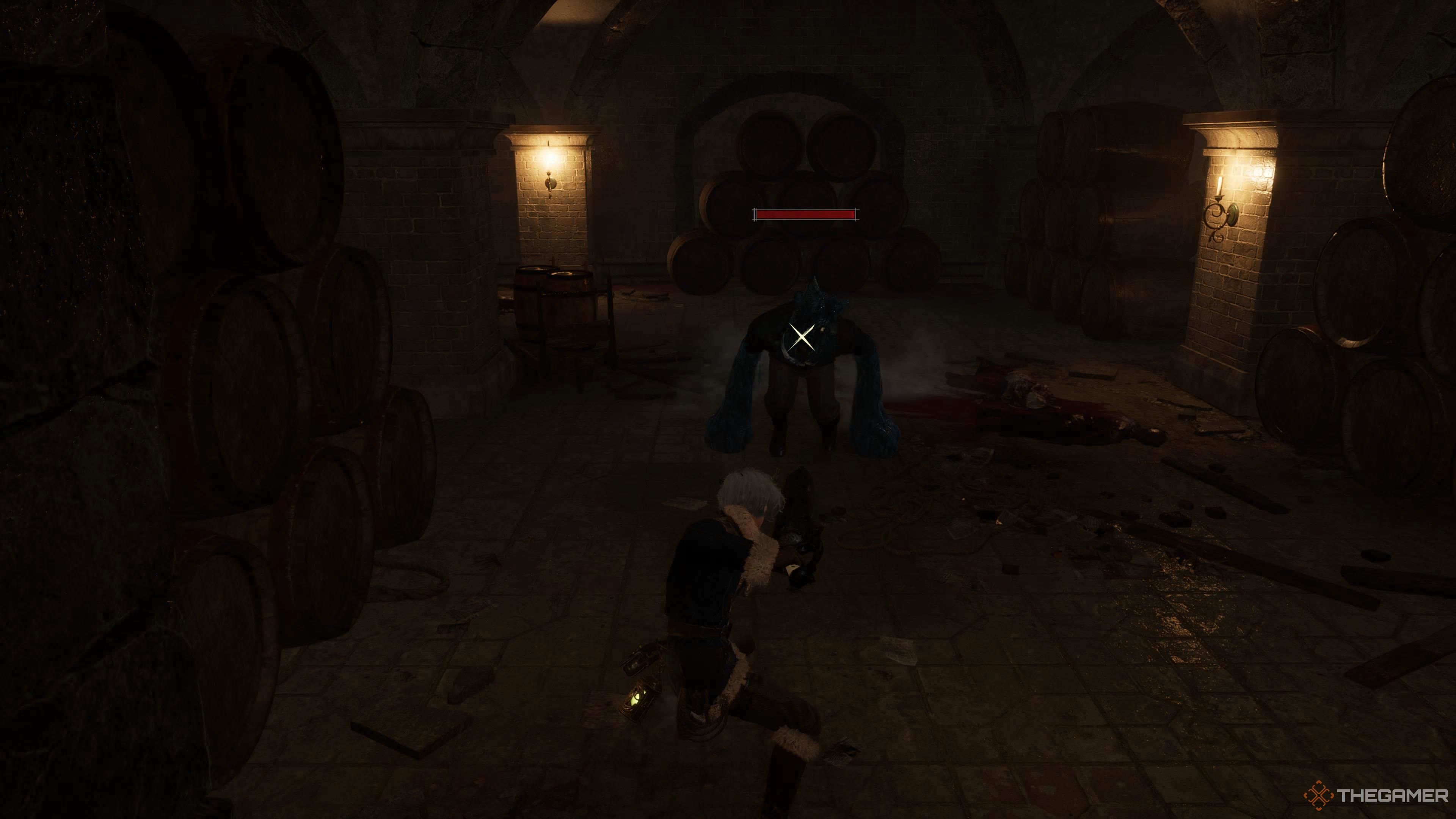 P guarding against the club fisted mutants in Lies Of P Overture.