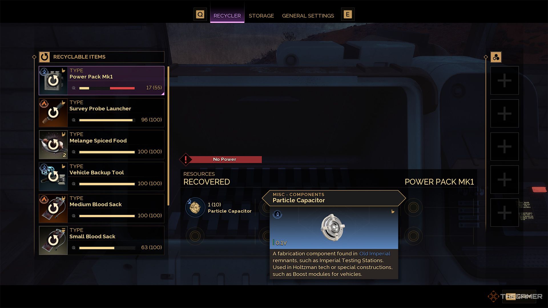 Игрок утилизирует Силовой Блок для получения Ионного Конденсатора в Dune: Awakening.