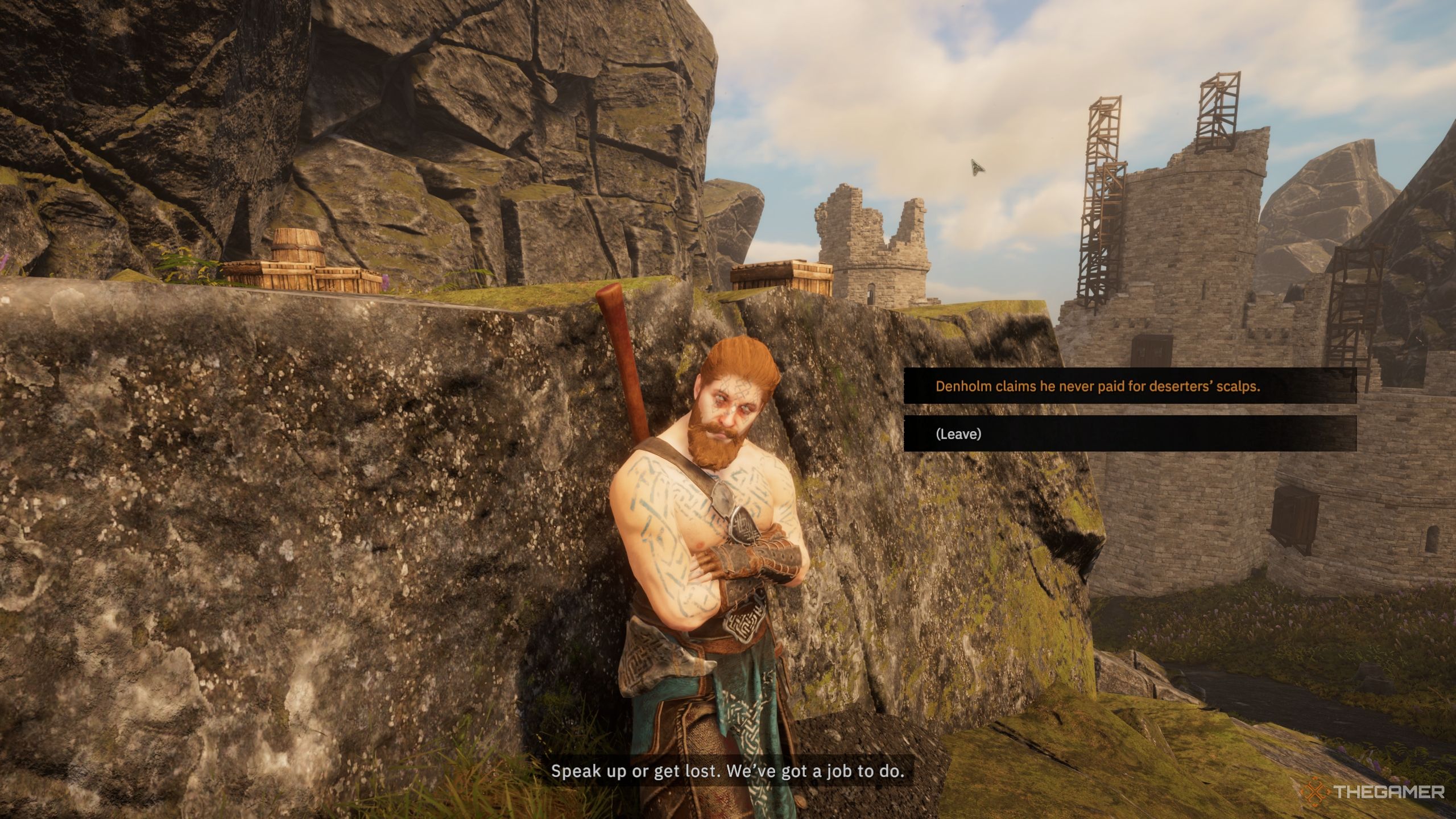 Player speaking to Dreg about Denholm - Tainted Grail The Fall Of Avalon 