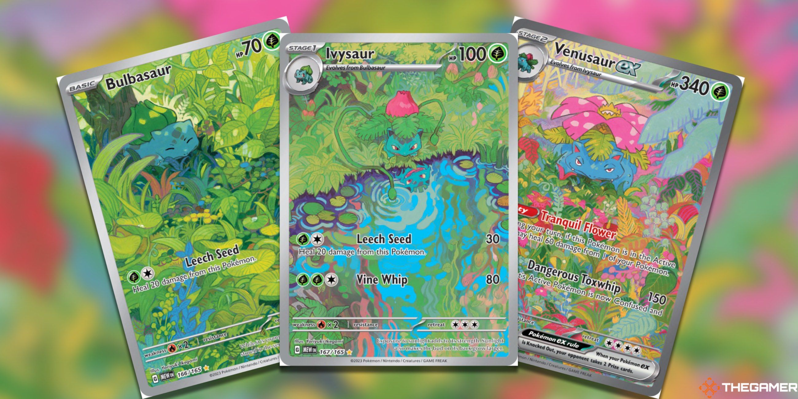 The Venusaur Line from 151 in the Pokemon TCG.