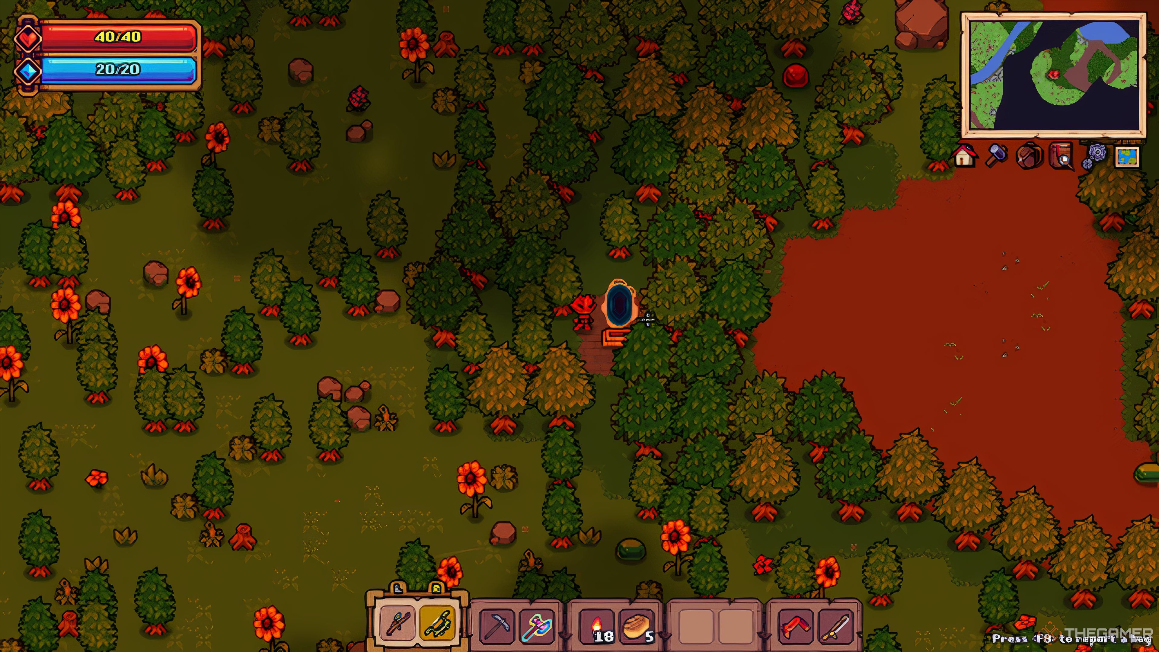 A portal visible in the middle of a dense part of forest in Tinkerlands.