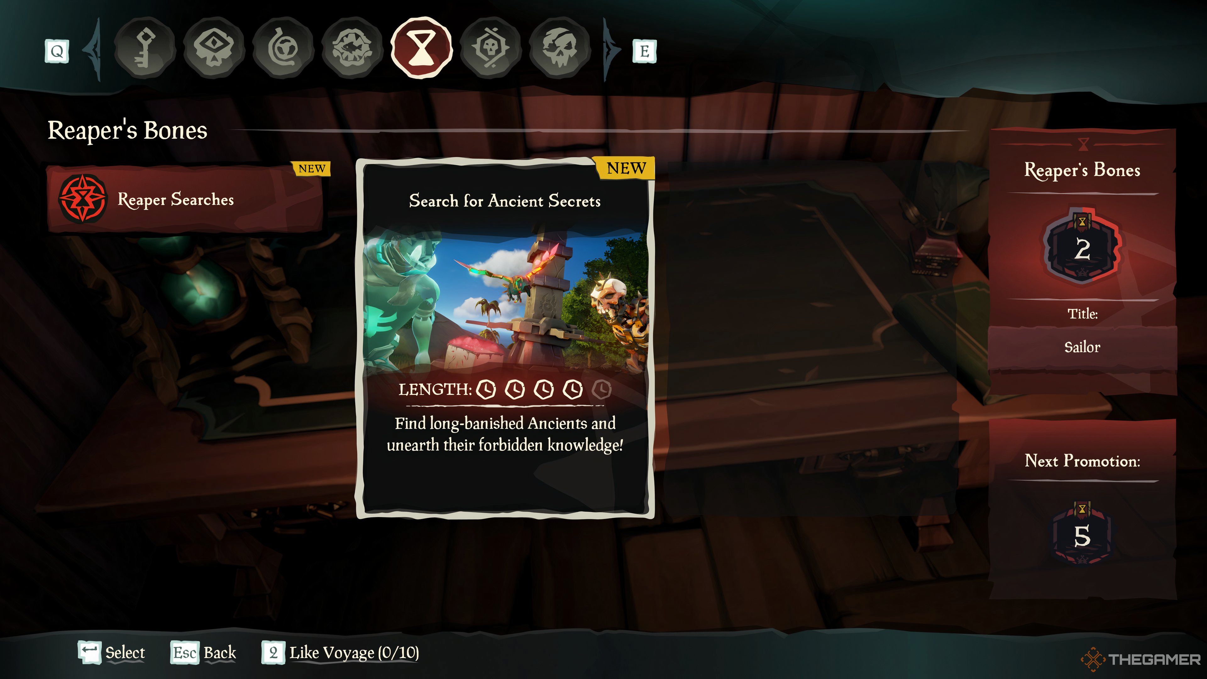 Quest Window with the Search for Ancient Secrets Voyage.