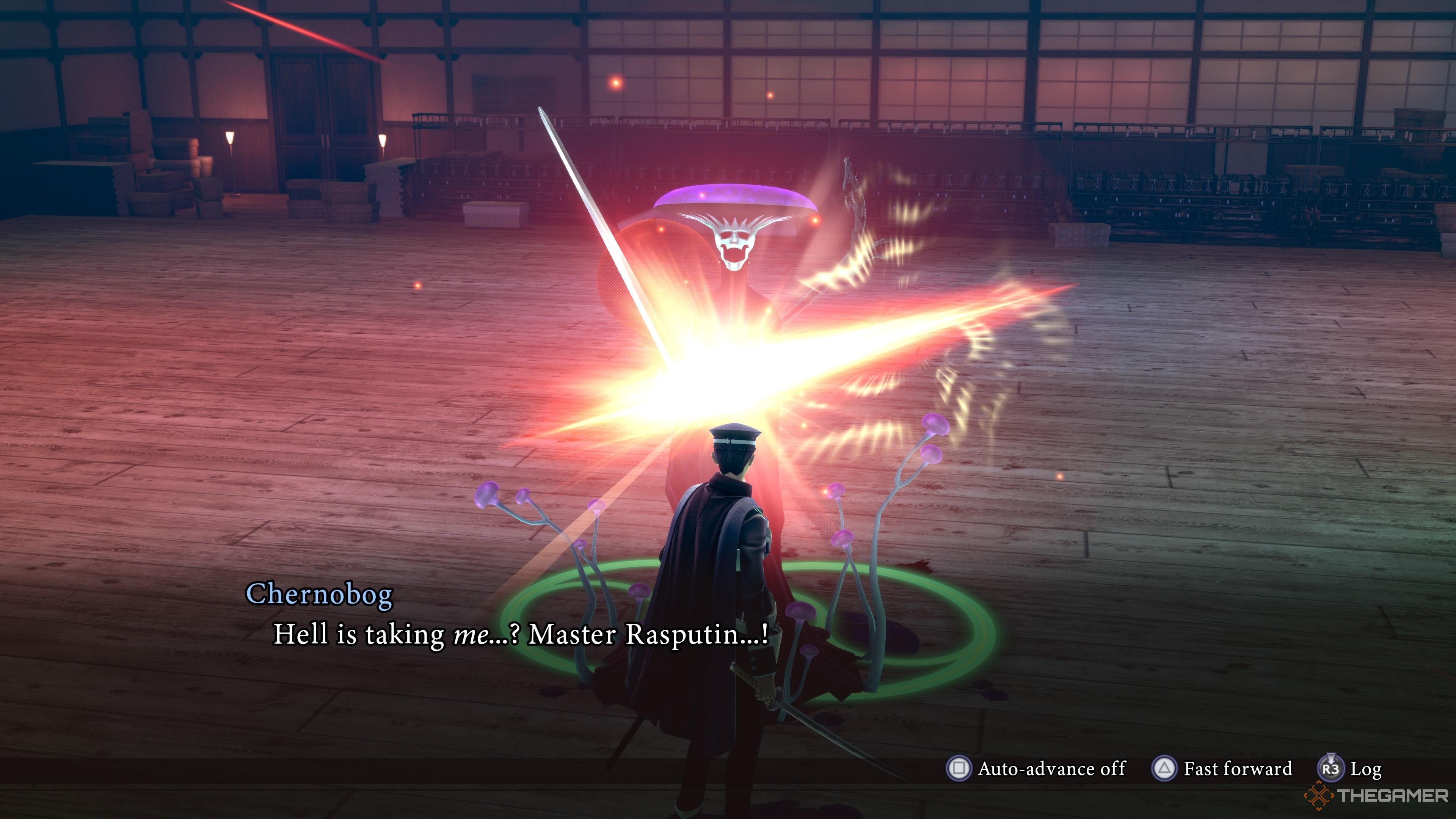 Raidou beating Chernobog in Raidou Remastered The Mystery of the Soulless Army.