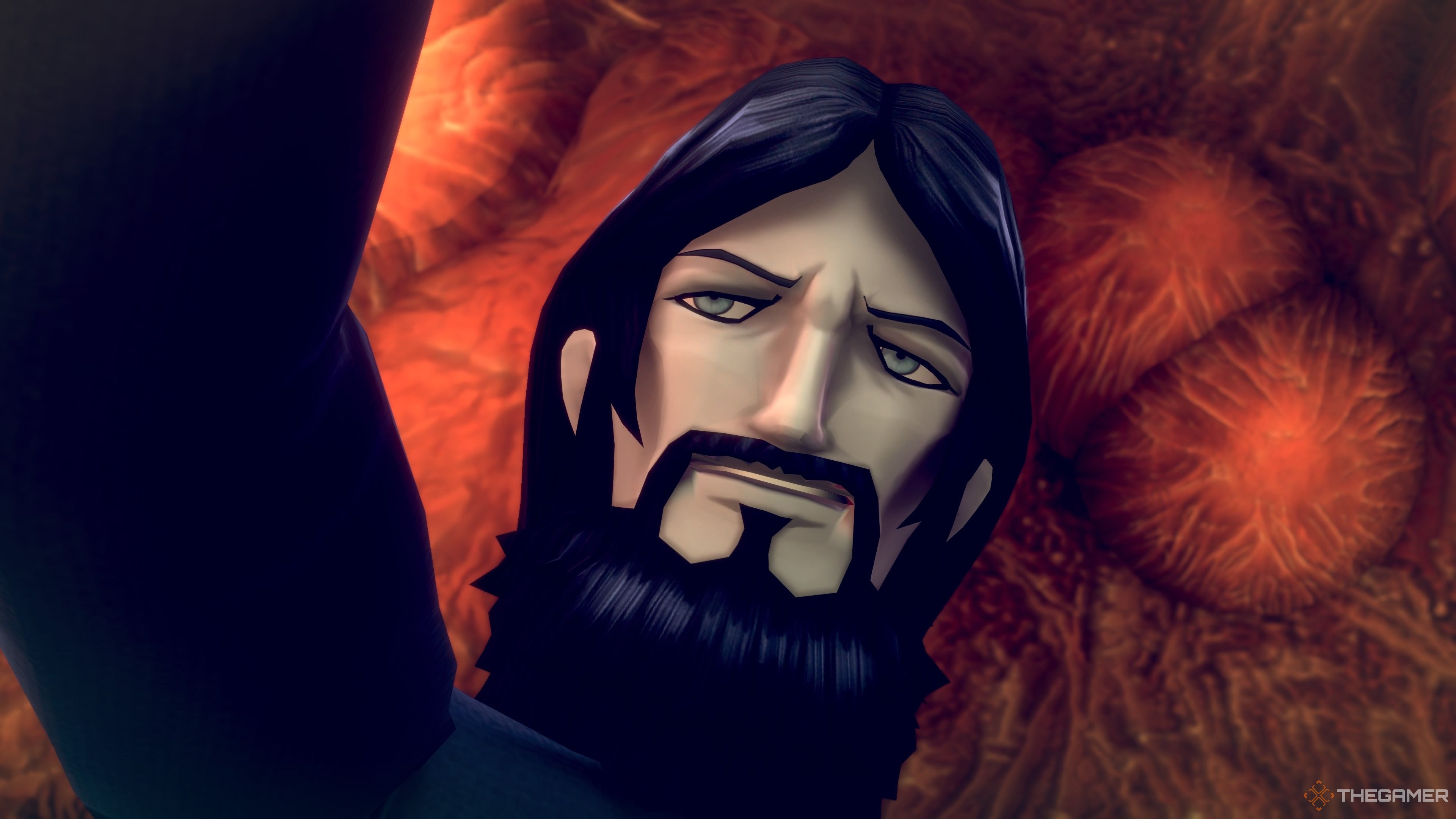 Rasputin at the top of Waden One in Raidou Remastered The Mystery of the Soulless Army.