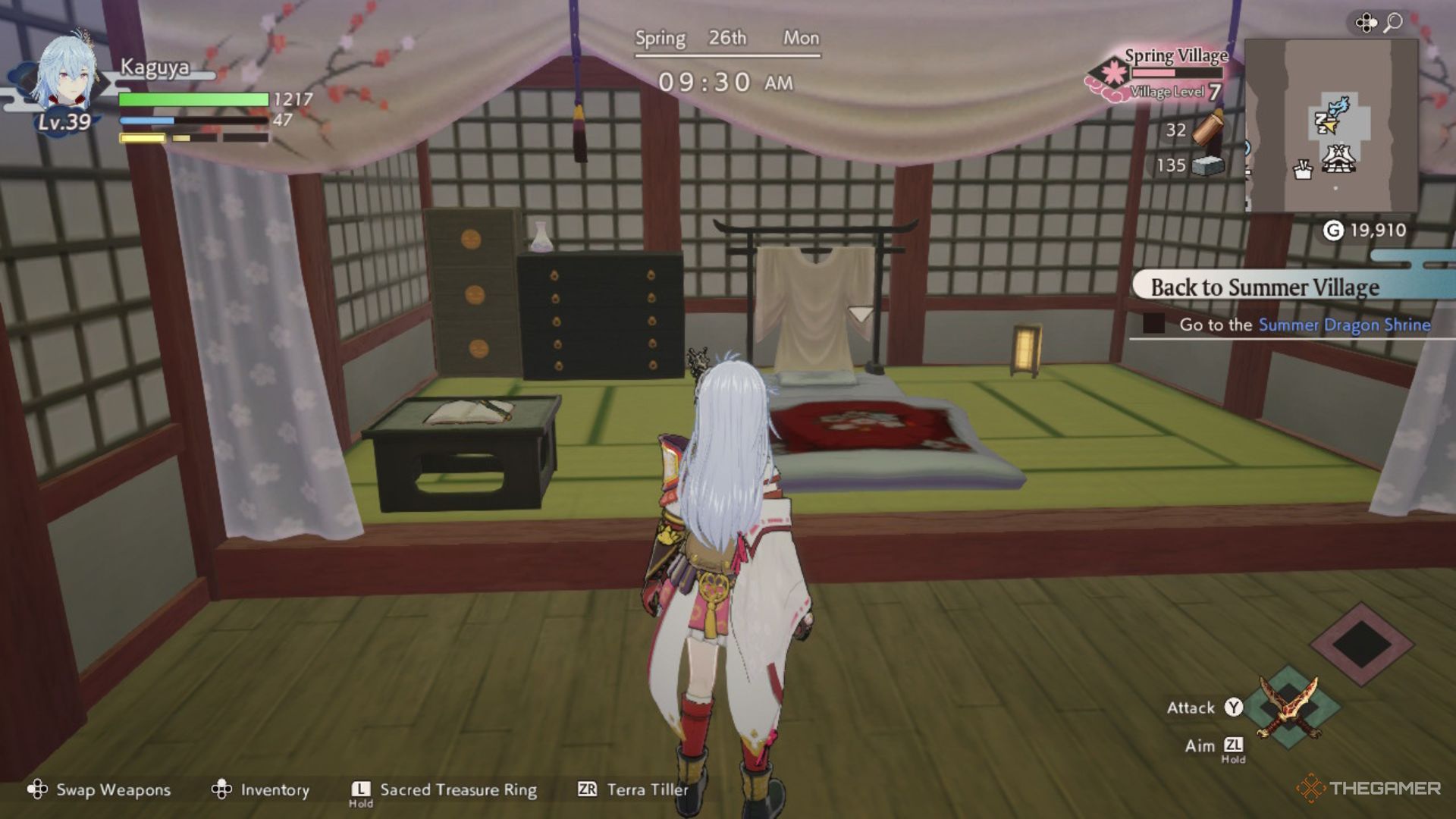 Rune Factory Guardians Of Azuma going to bed.