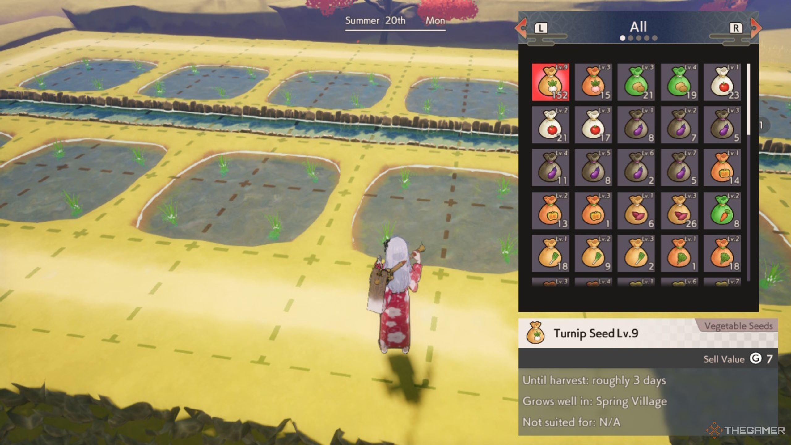 Rune Factory Guardians Of Azuma showing high level seeds.
