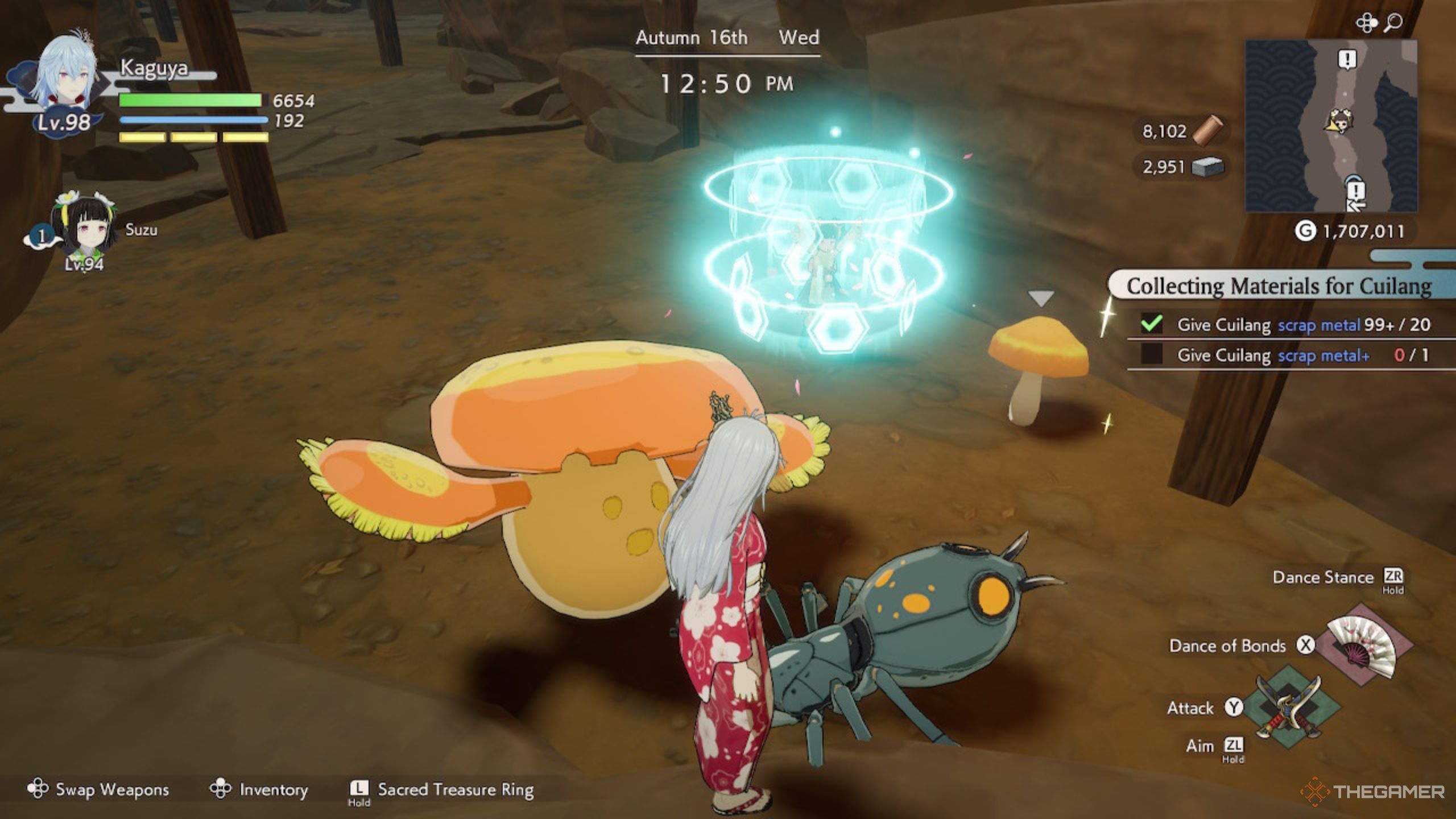 Rune Factory Guardians Of Azuma Suzu creating a shield during battle.