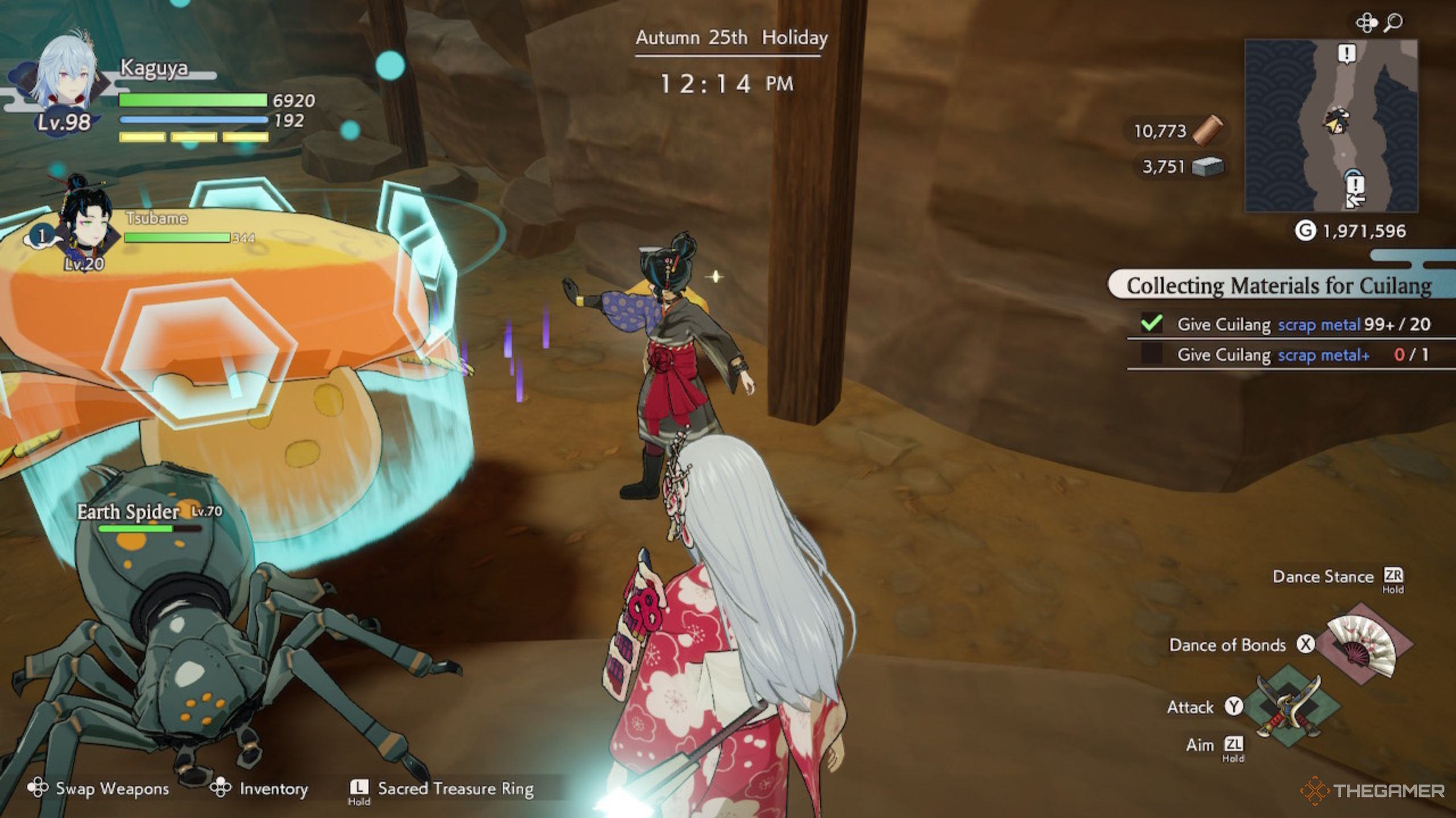 Rune Factory Guardians Of Azuma Tsubame using a spell during battle.