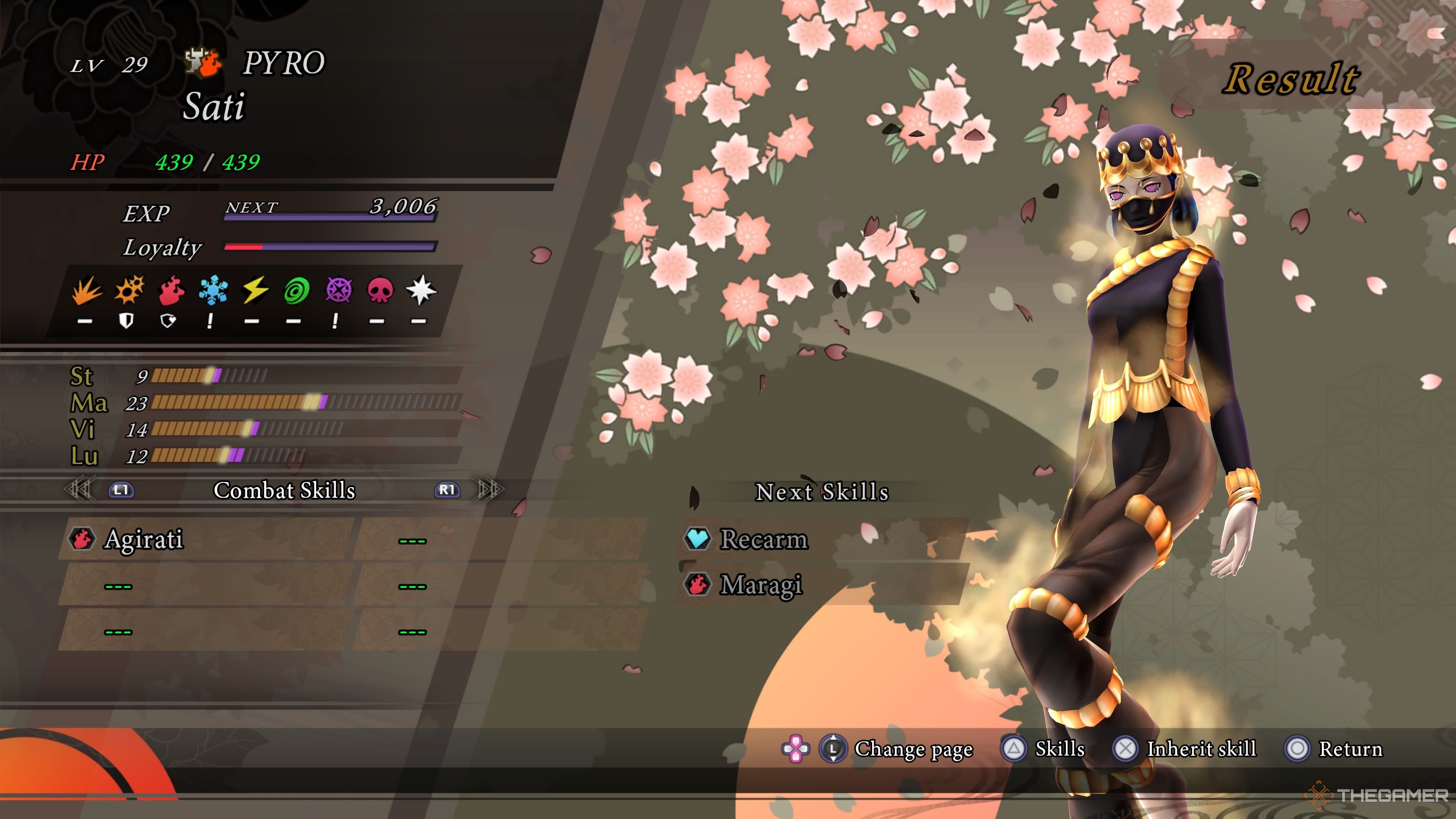 Sati on the fusion screen in Raidou Remastered Mystery of the Soulless Army.