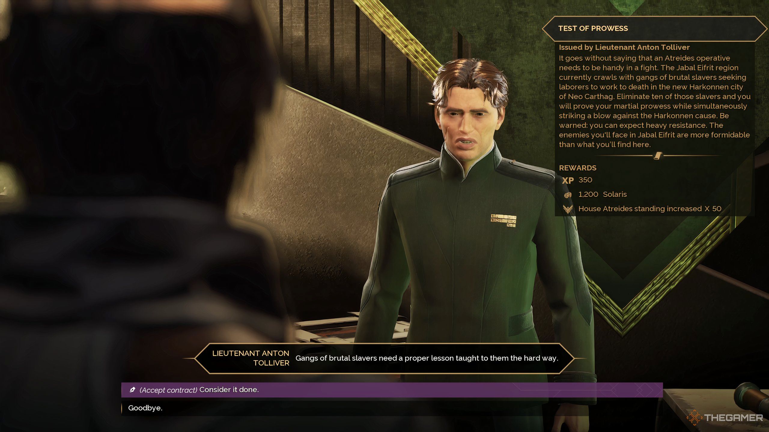 Lieutenant Anton Tolliver of House Atreides in Dune: Awakening.