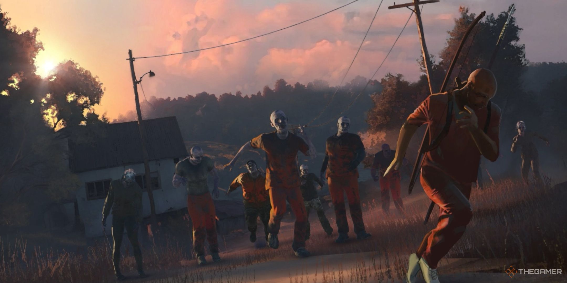 заключенный убегает от толпы марионеток в SCUM.