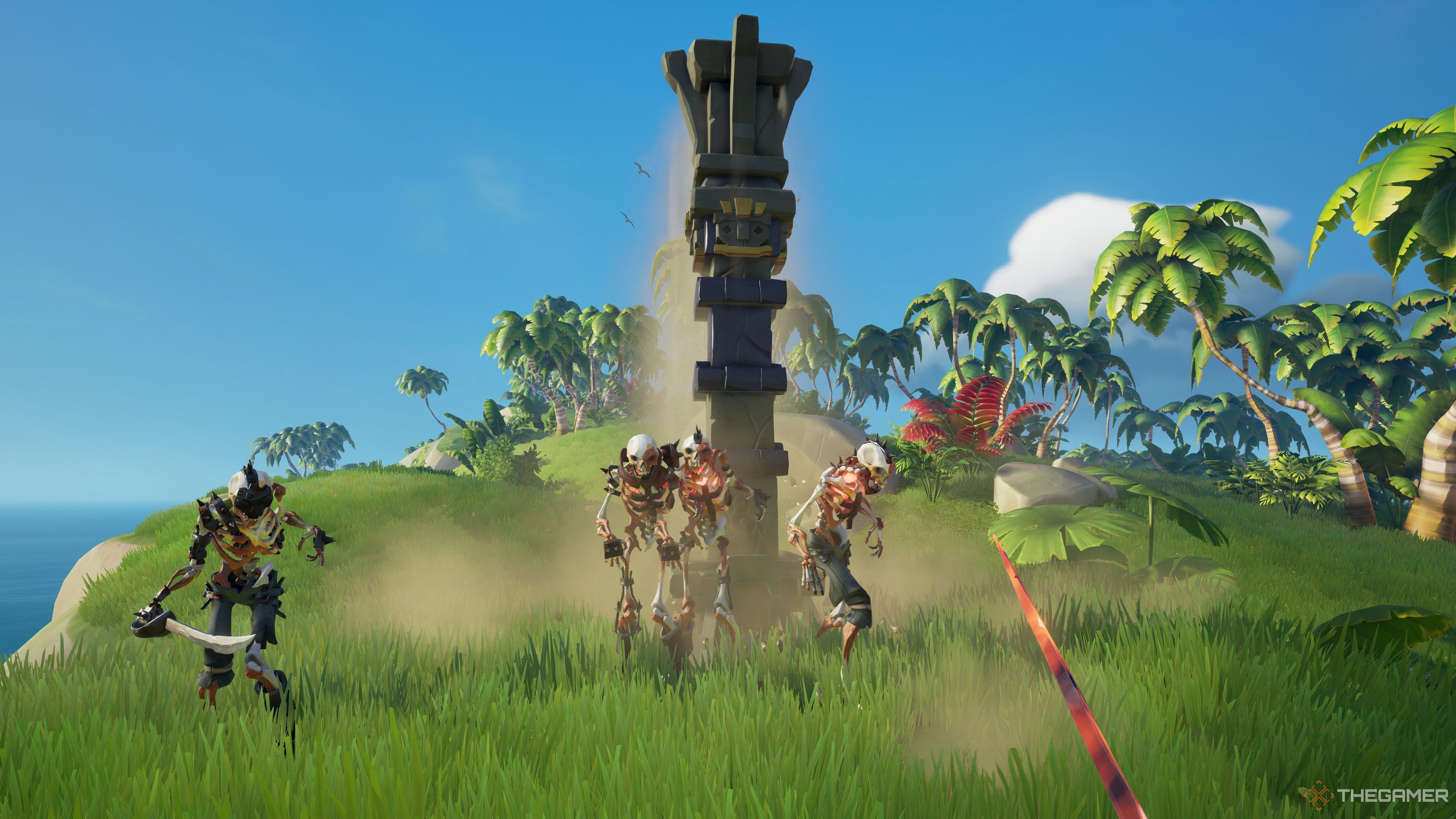 Skeletons Raising an Ancient Pillar Sea of Thieves.