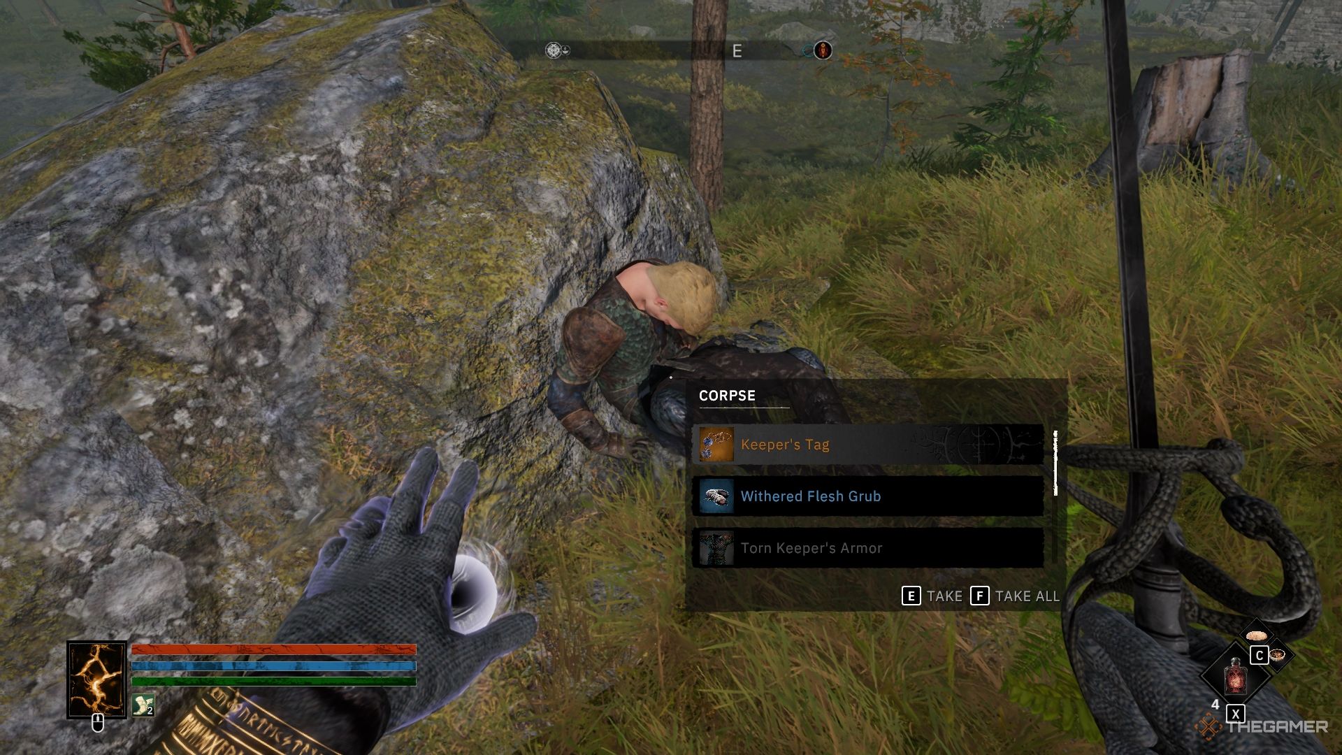 A Keeper dead by the rocks.