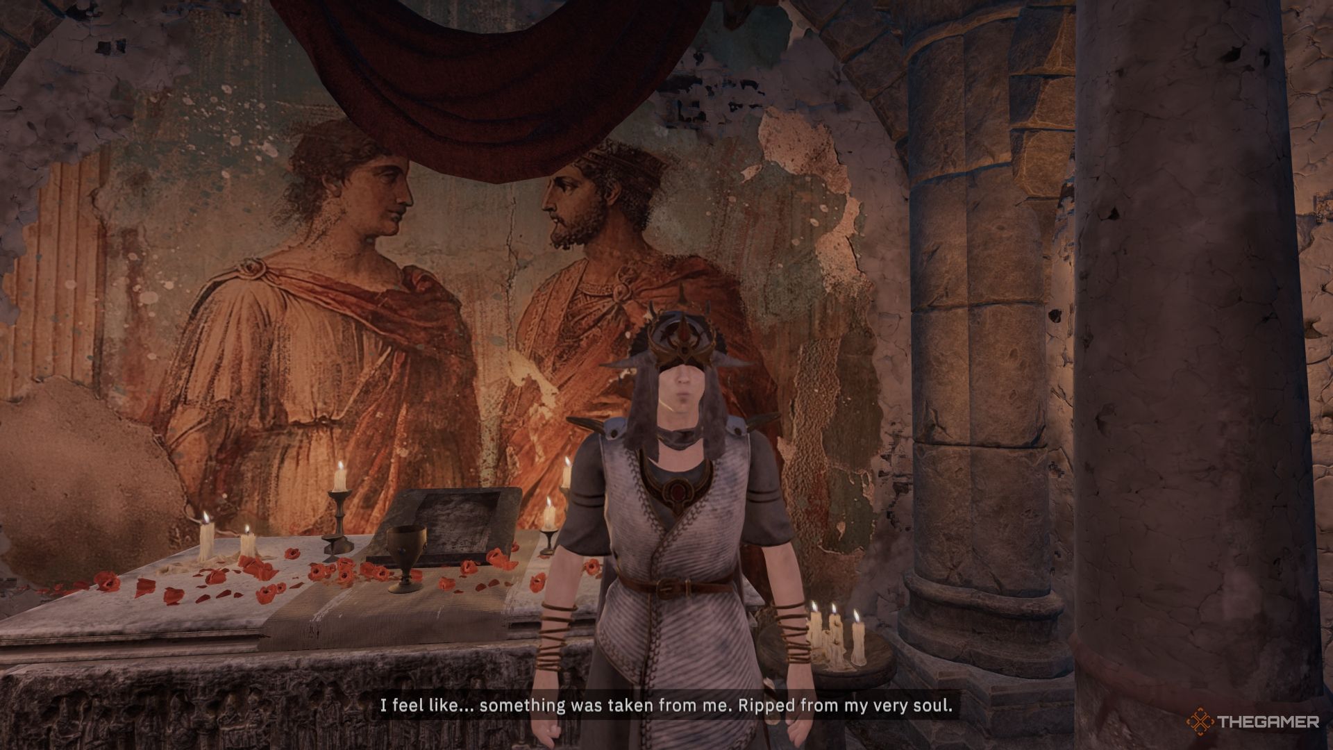 Neante the priestess describing something being ripped from her soul.