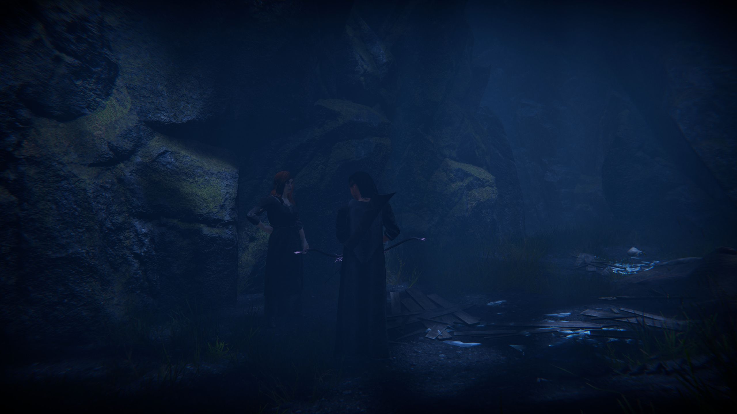 Main Character and Maug standing together in Tainted Grail: The Fall Of Avalon.