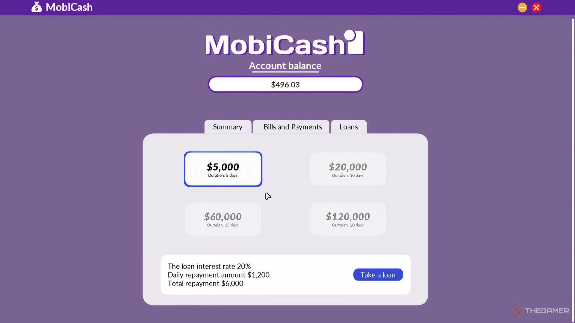 The Bank Loans are shown in Car Dealer Simulator