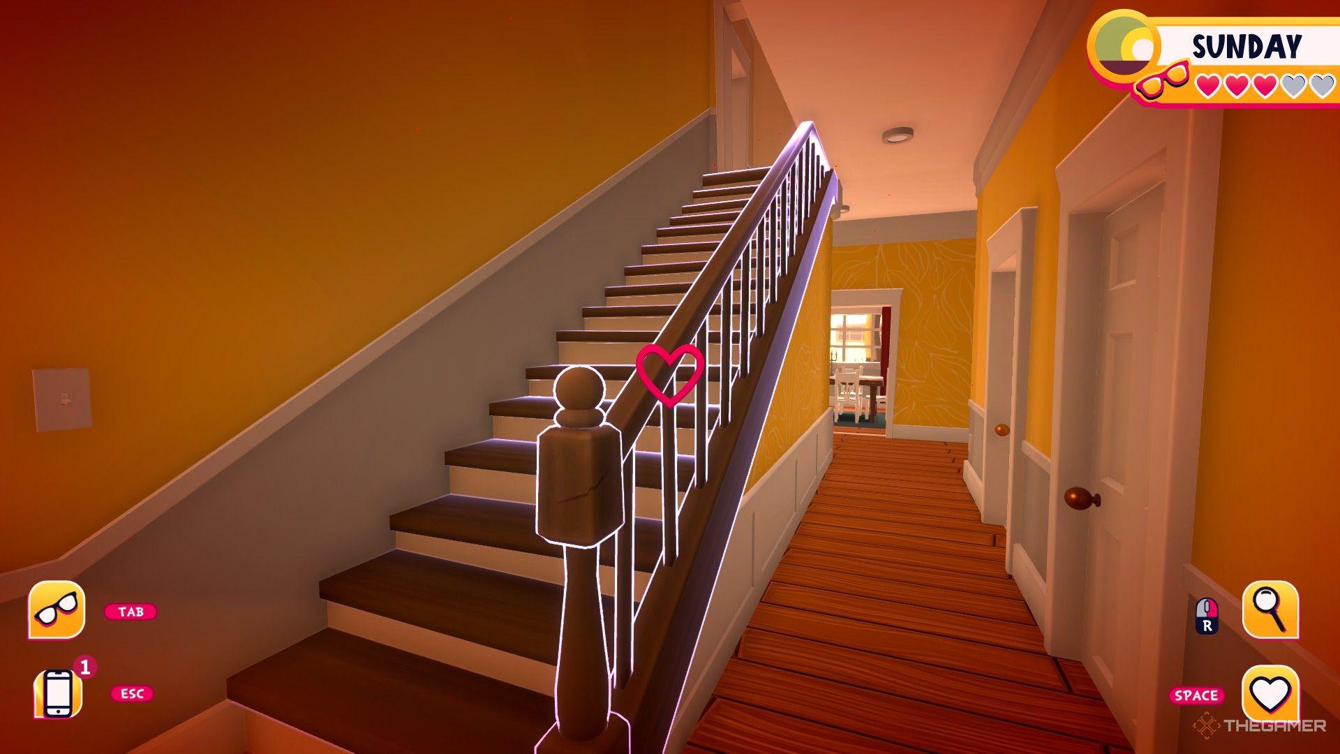 The main staircase in Date Everything.