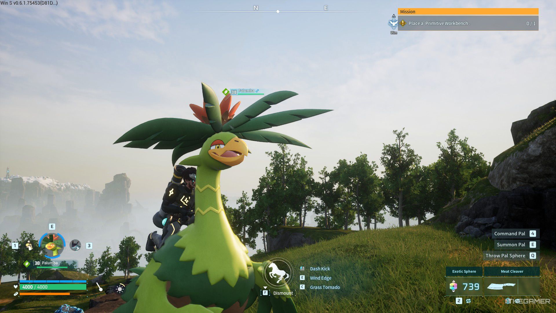 The player uses Palumba as mount in Palworld.