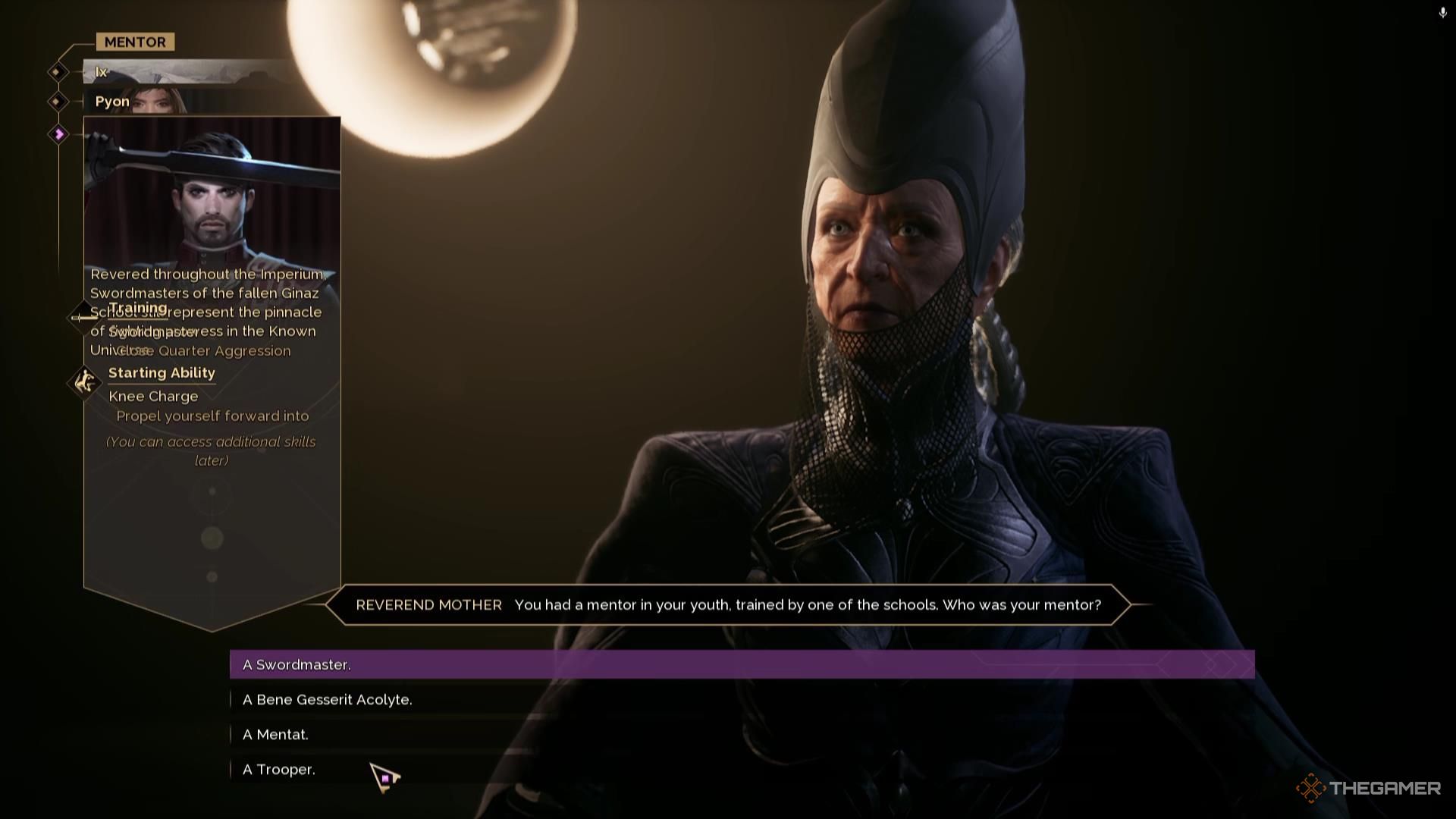 The Reverend Mother asks you about your Mentor in Dune Awakening.