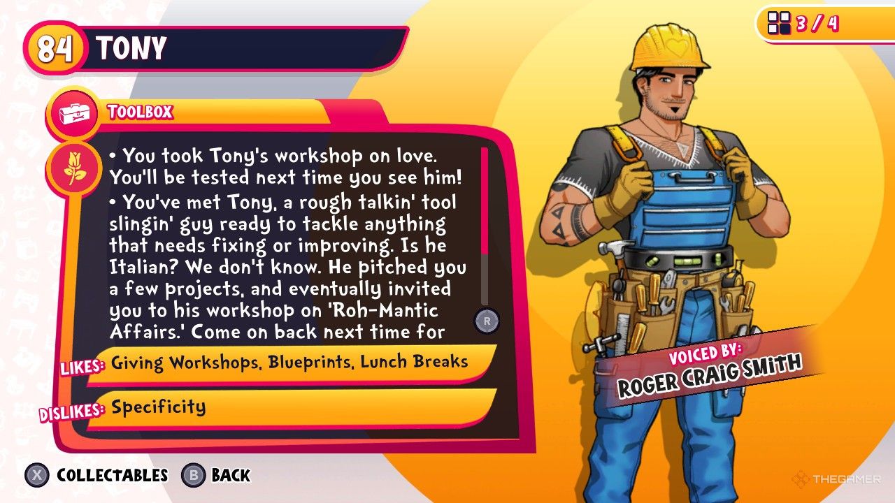 Tony's information page in Date Everything!