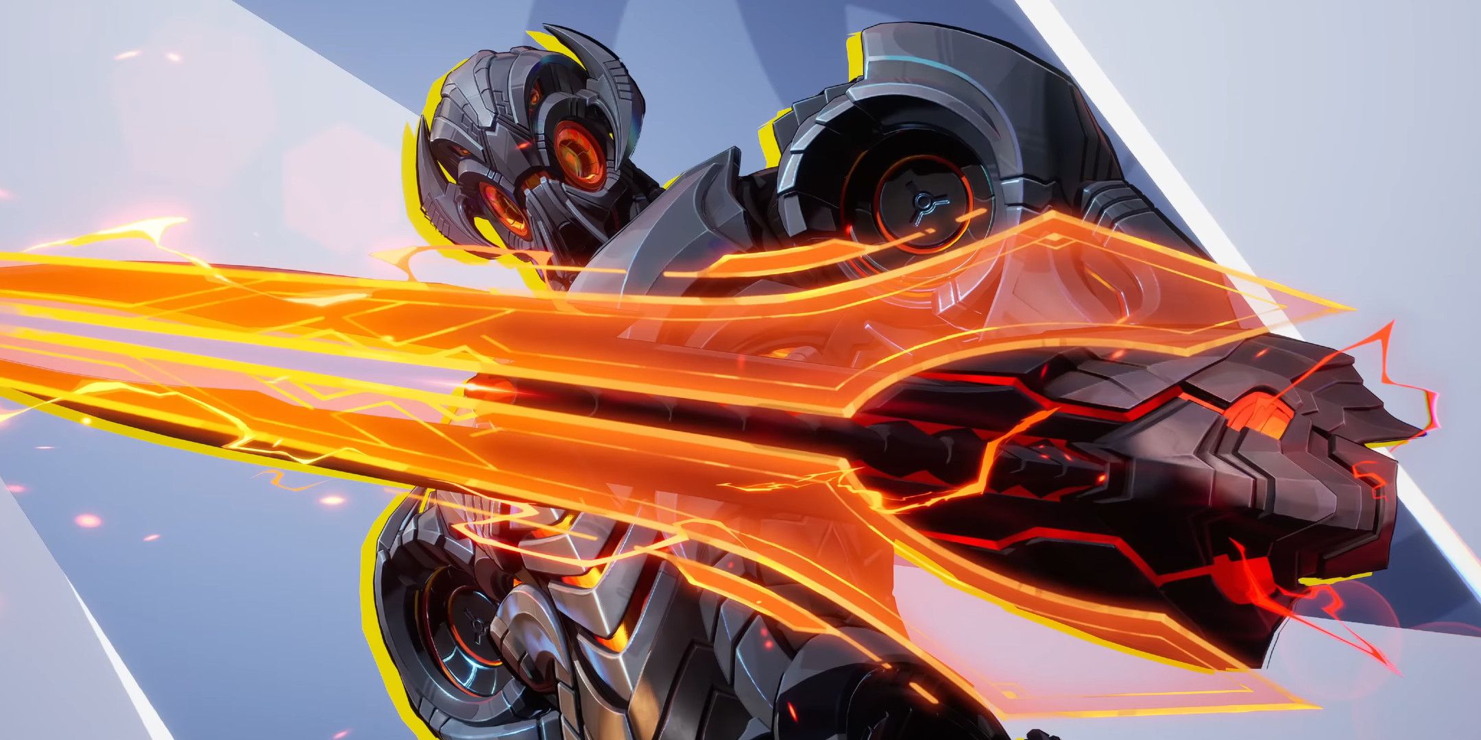 Ultron posing while holding a glowing orange sword
