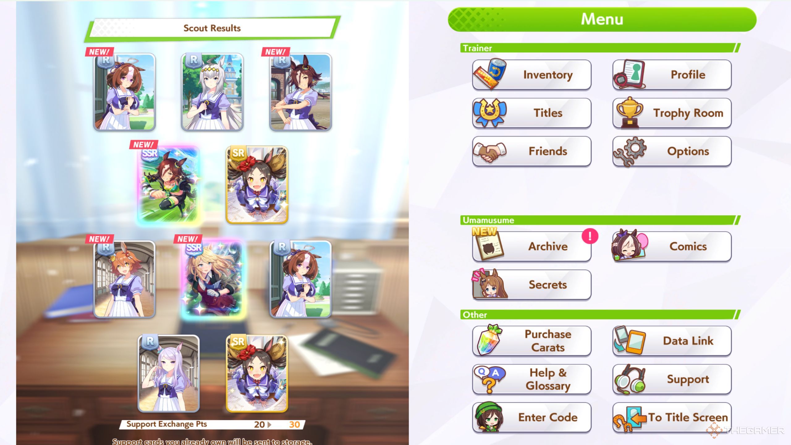 Umamusume Pretty Derby rolling a double SSR in a multi.