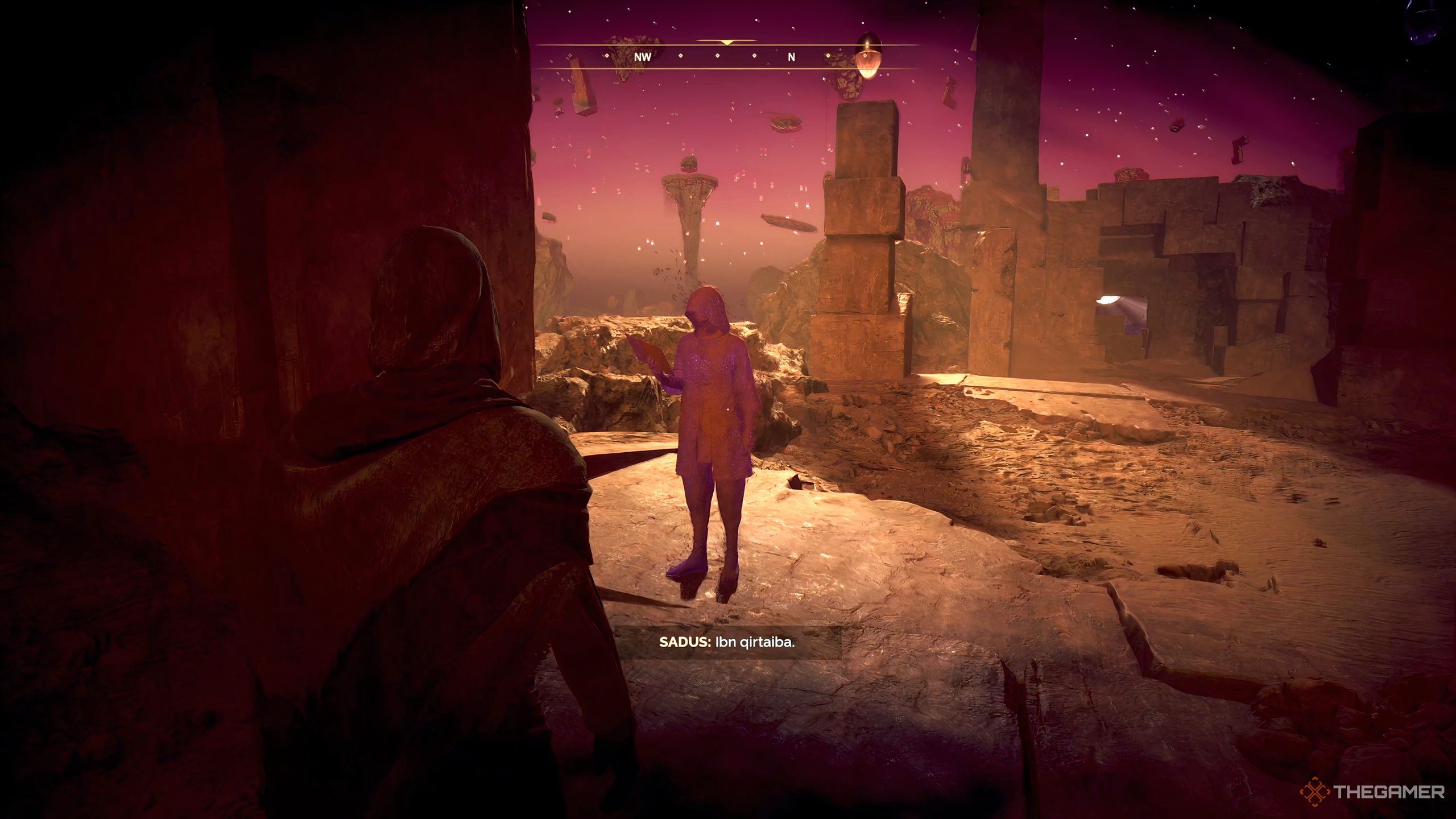 A player character approaches a ghostly vision made of sand in Dune: Awakening.