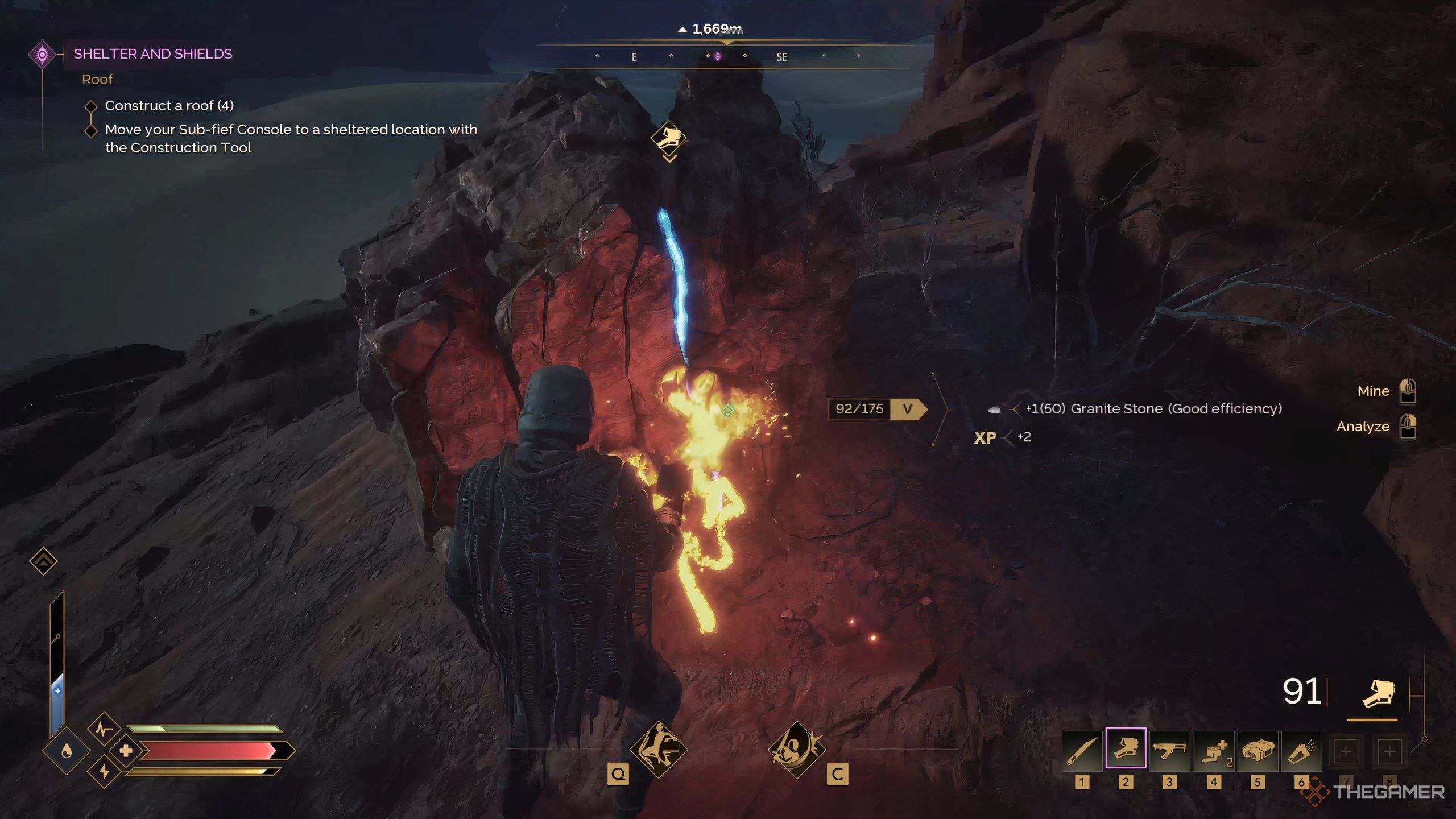 A character in Dune: Awakening mines for ore by using a cuttaray.