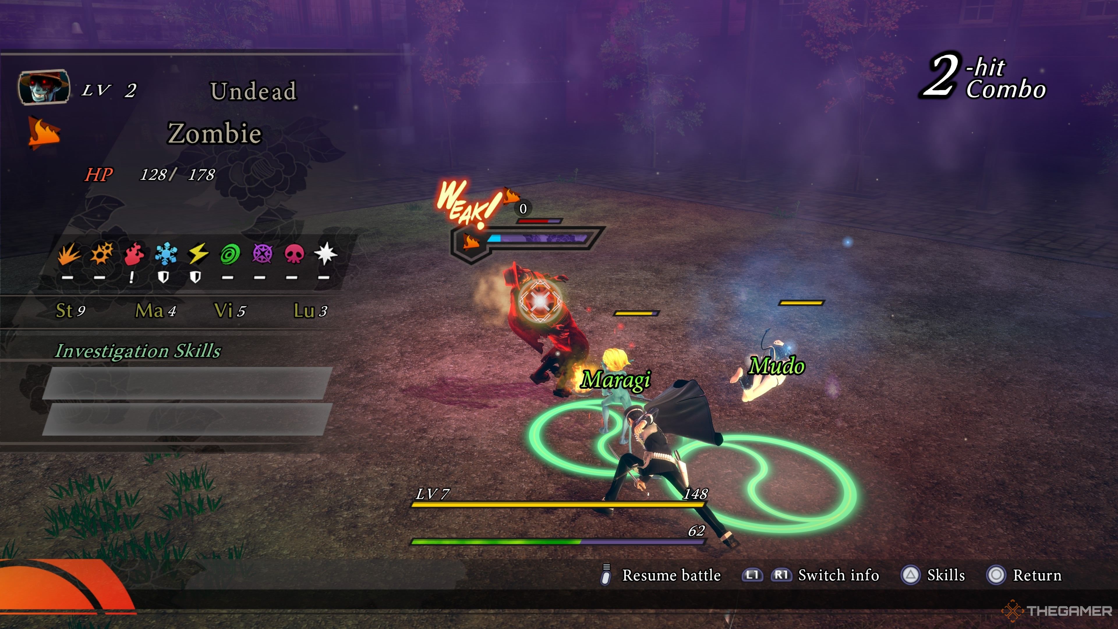 Using weaknesses to stun enemies in combat in Raidou Remastered The Mystery of the Soulless Army.