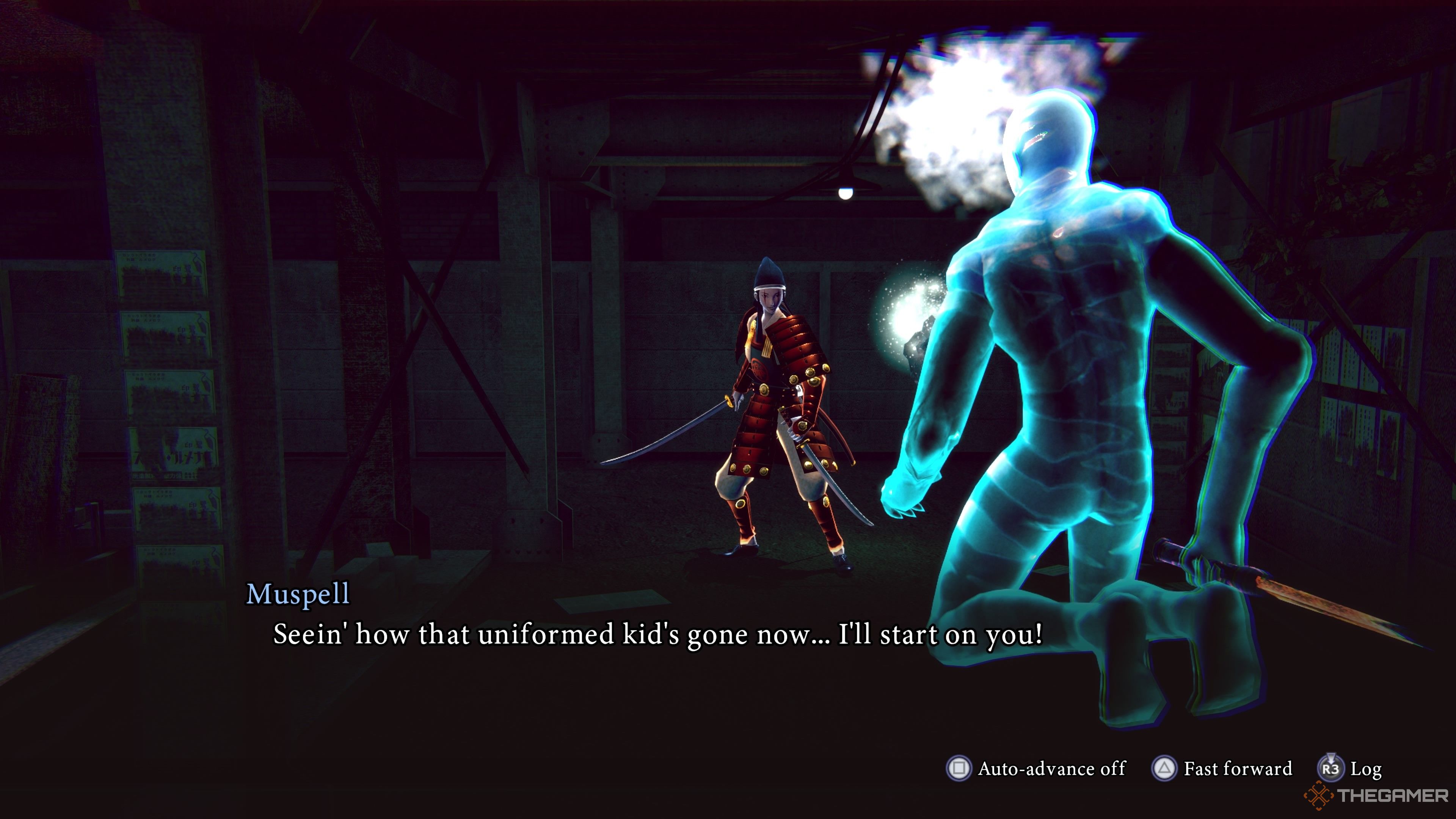 Yoshitsune fighting Muspell in Raidou Remastered The Mystery of the Soulless Army.