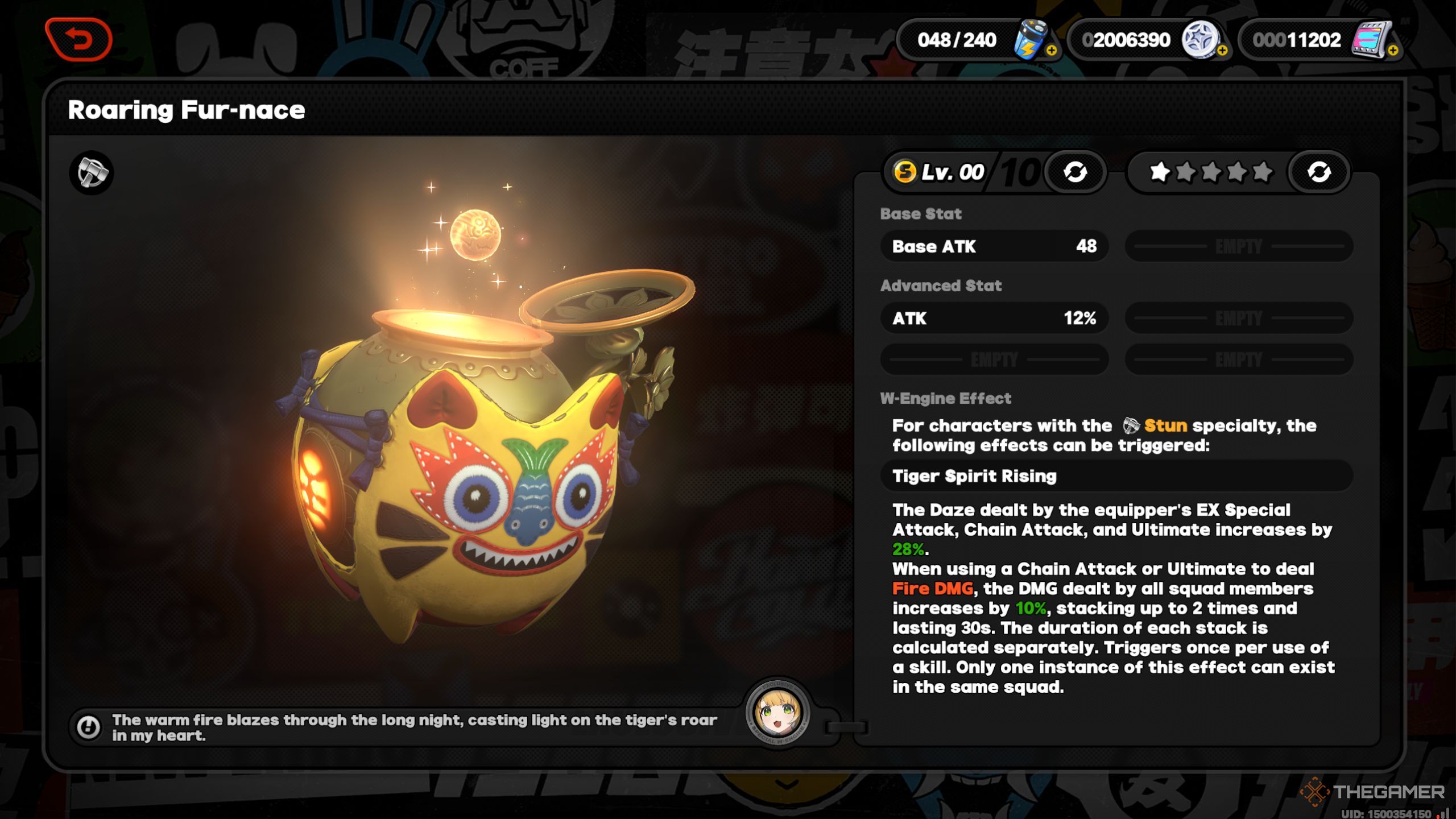 Zenless Zone Zero Ju Fufu's signature w-engine roaring fur-nace description.