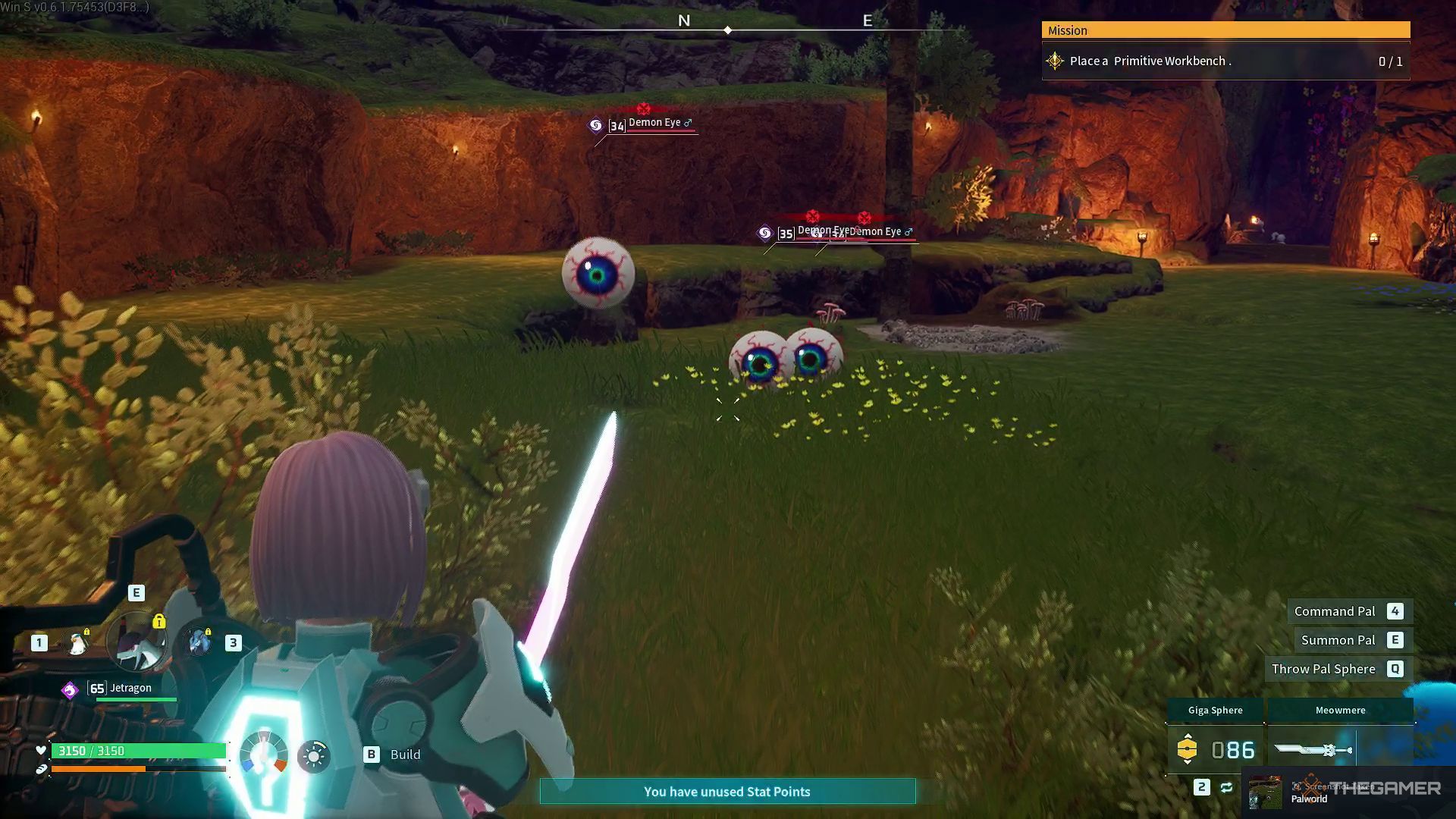 The player is fighting against several Demon Eyes in Palworld.